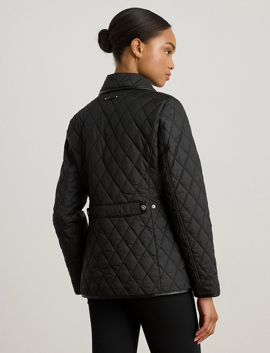 Lauren Ralph Lauren - Faux-Leather-Trim Diamond-Quilted Jacket - black - 2