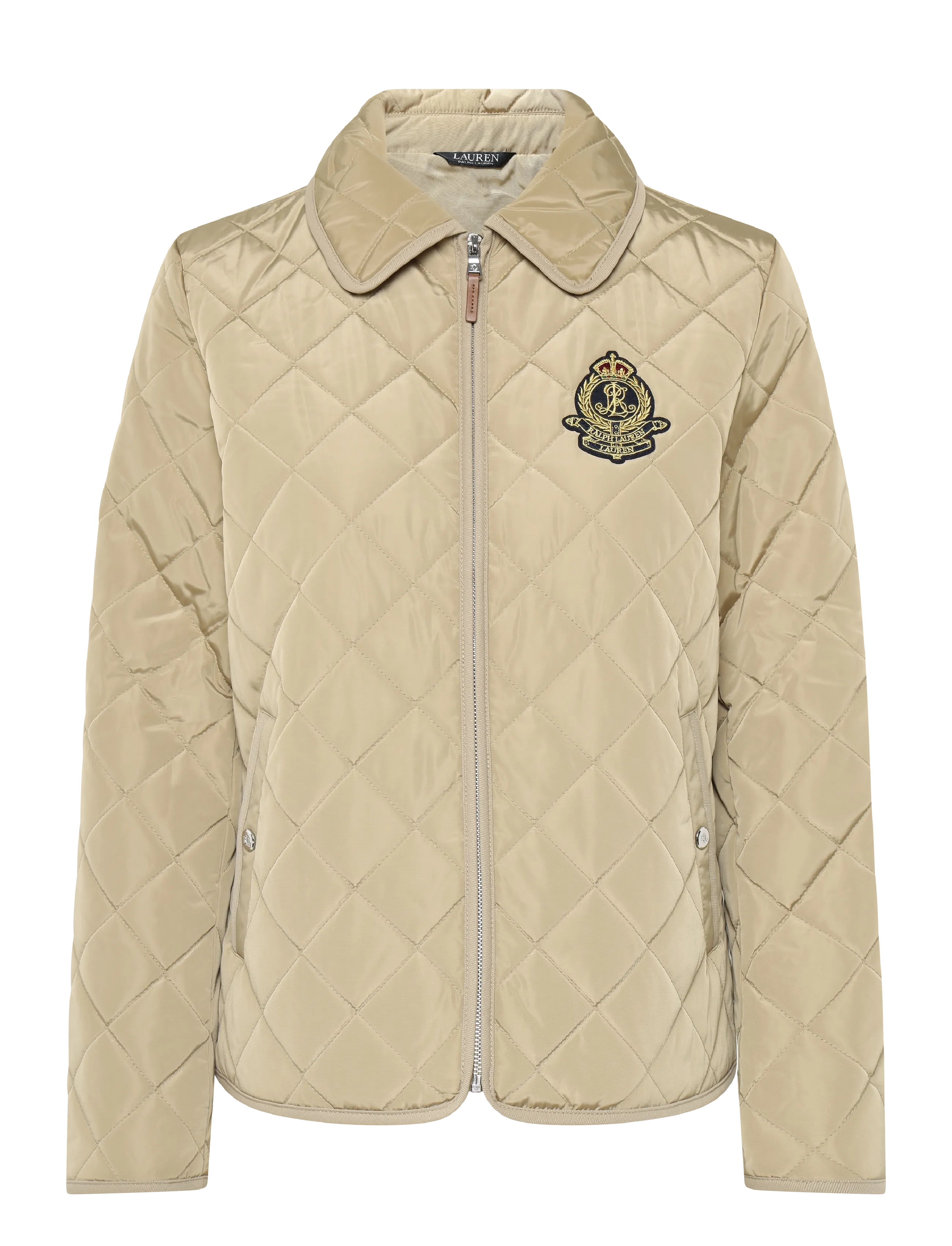 Lauren Ralph Lauren - Crest-Patch Diamond-Quilted Jacket - pavasarinės striukės - birch tan - 1