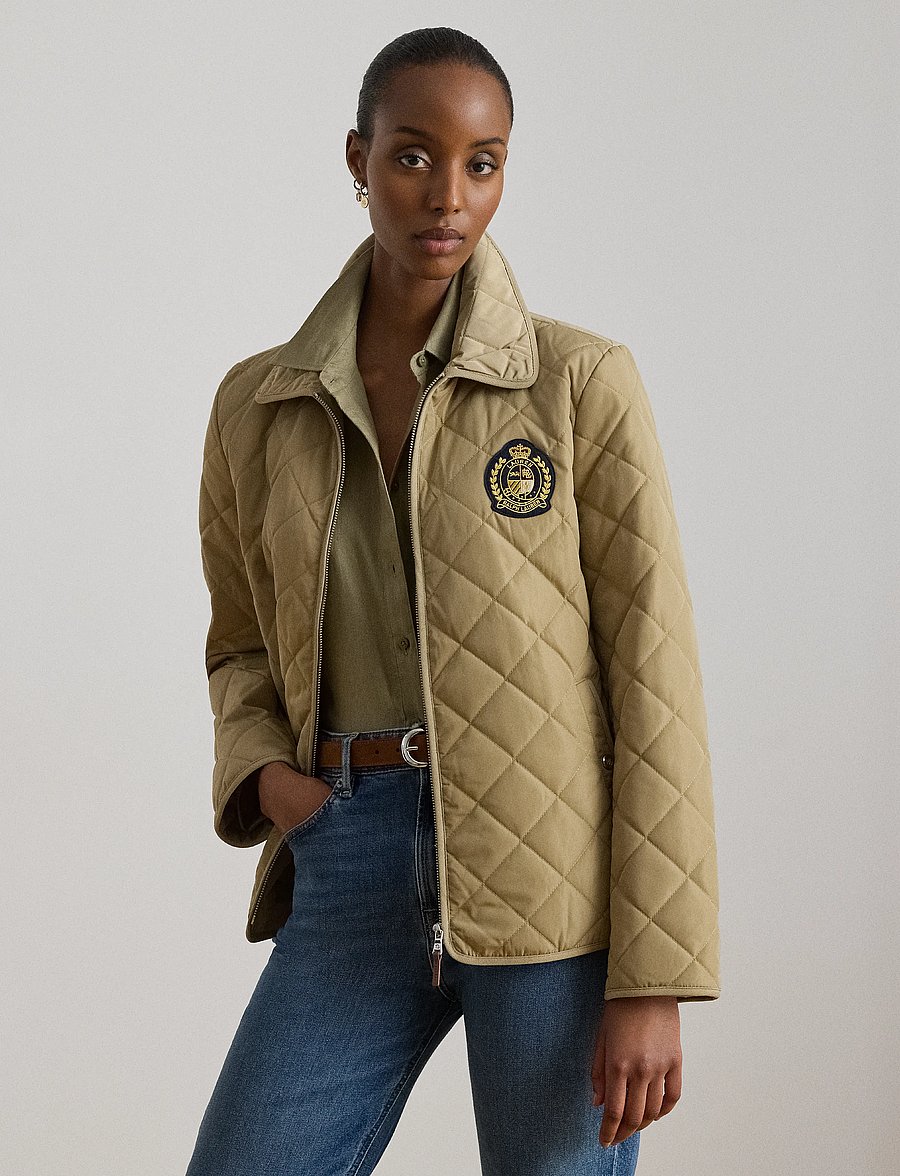 Lauren Ralph Lauren - Crest-Patch Diamond-Quilted Jacket - frühlingsjacken - birch tan - 0