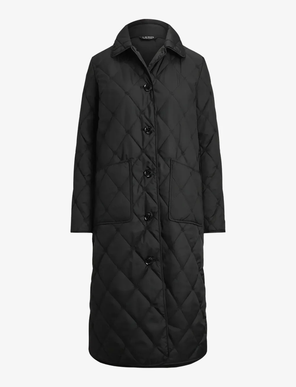 Lauren Ralph Lauren - Logo Quilted Down Long Coat - daunenmäntel - black - 1