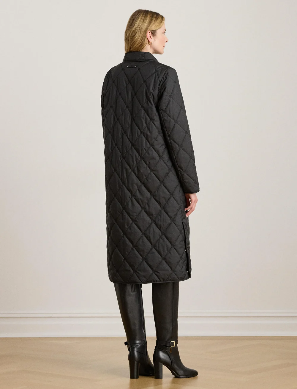 Lauren Ralph Lauren - Logo Quilted Down Long Coat - daunenmäntel - black - 2