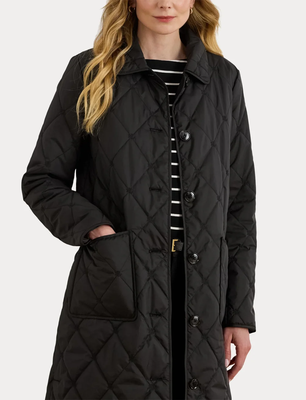 Lauren Ralph Lauren - Logo Quilted Down Long Coat - daunenmäntel - black - 5