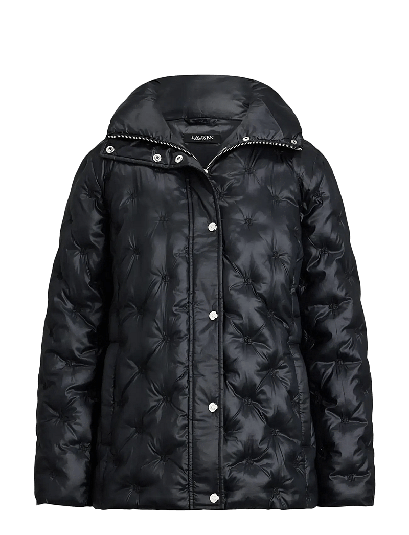 Lauren Ralph Lauren - Logo Quilted Funnelneck Puffer Coat - frühlingsjacken - black - 1