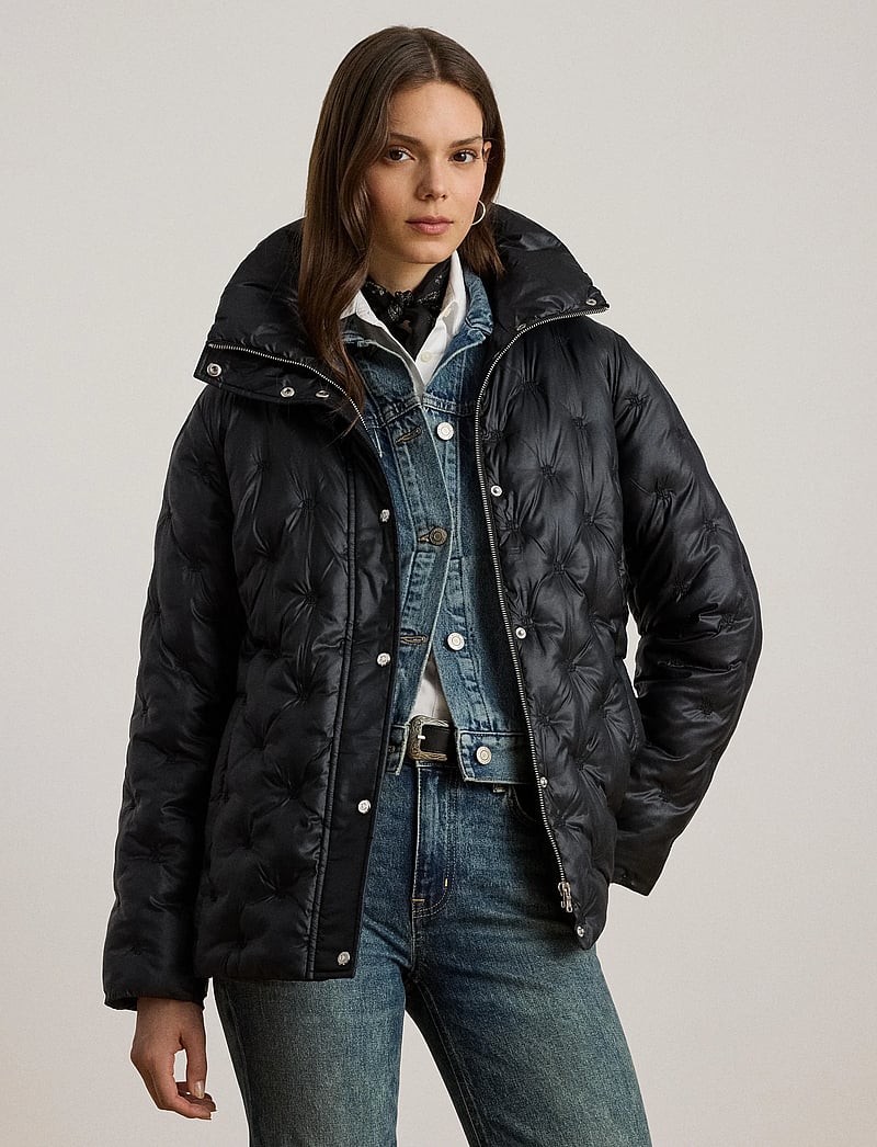 Lauren Ralph Lauren - Logo Quilted Funnelneck Puffer Coat - frühlingsjacken - black - 3