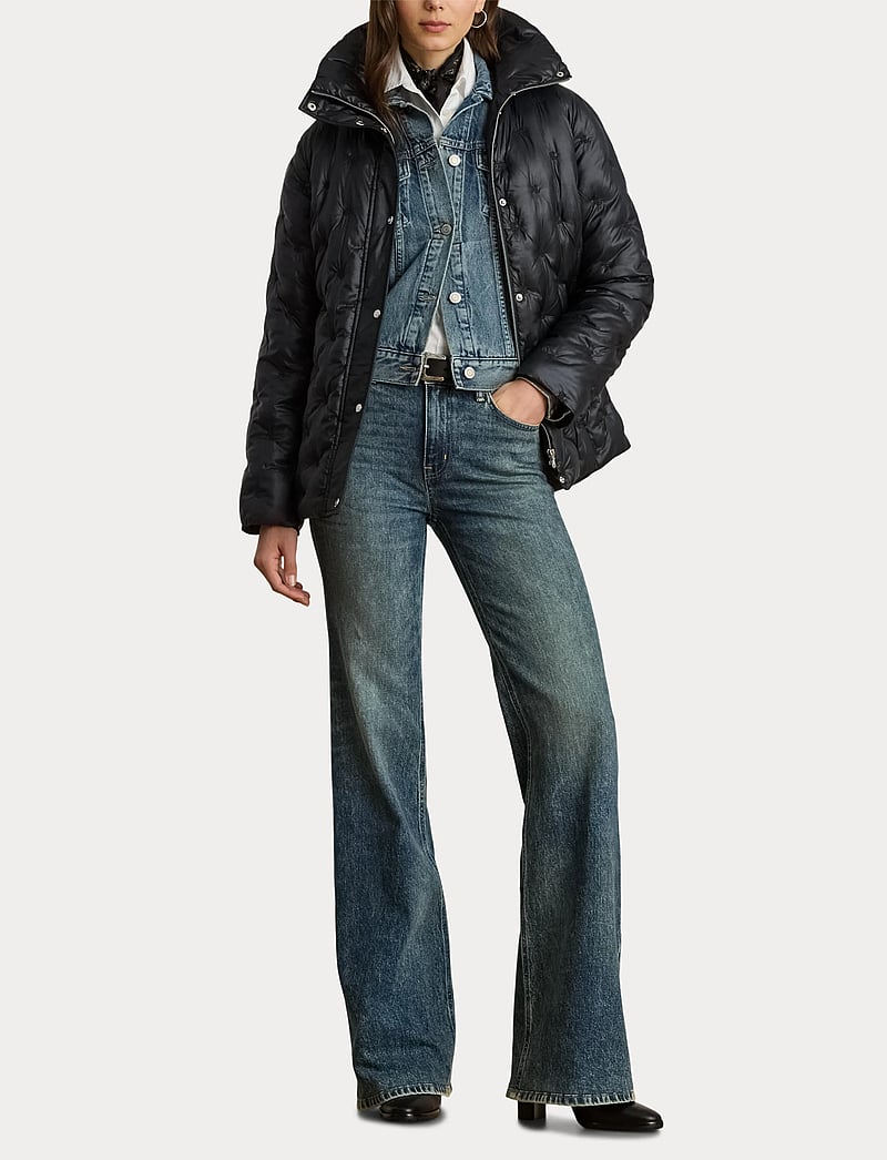 Lauren Ralph Lauren - Logo Quilted Funnelneck Puffer Coat - frühlingsjacken - black - 4