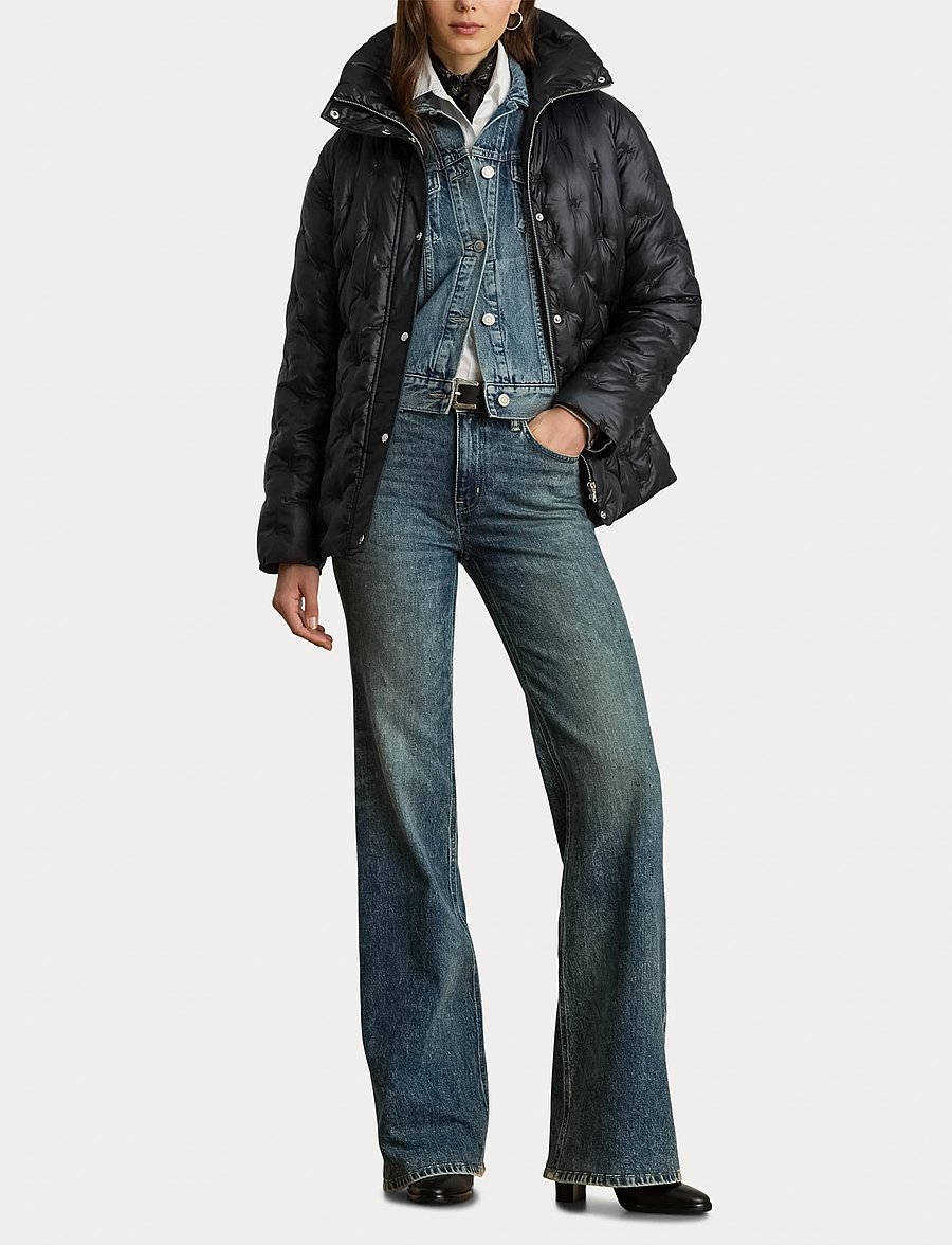 Lauren Ralph Lauren - Logo Quilted Funnelneck Puffer Coat - frühlingsjacken - black - 4