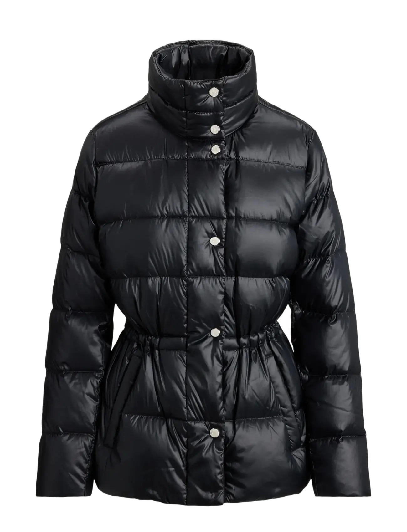 Lauren Ralph Lauren Metallic Quilted Funnelneck Down Coat - Ralph Lauren - BLACK / black