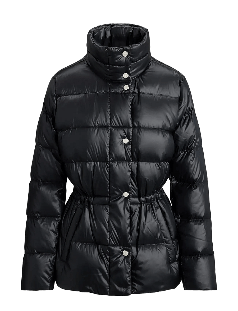 Lauren Ralph Lauren - Metallic Quilted Funnelneck Down Coat - talvejoped - black - 1