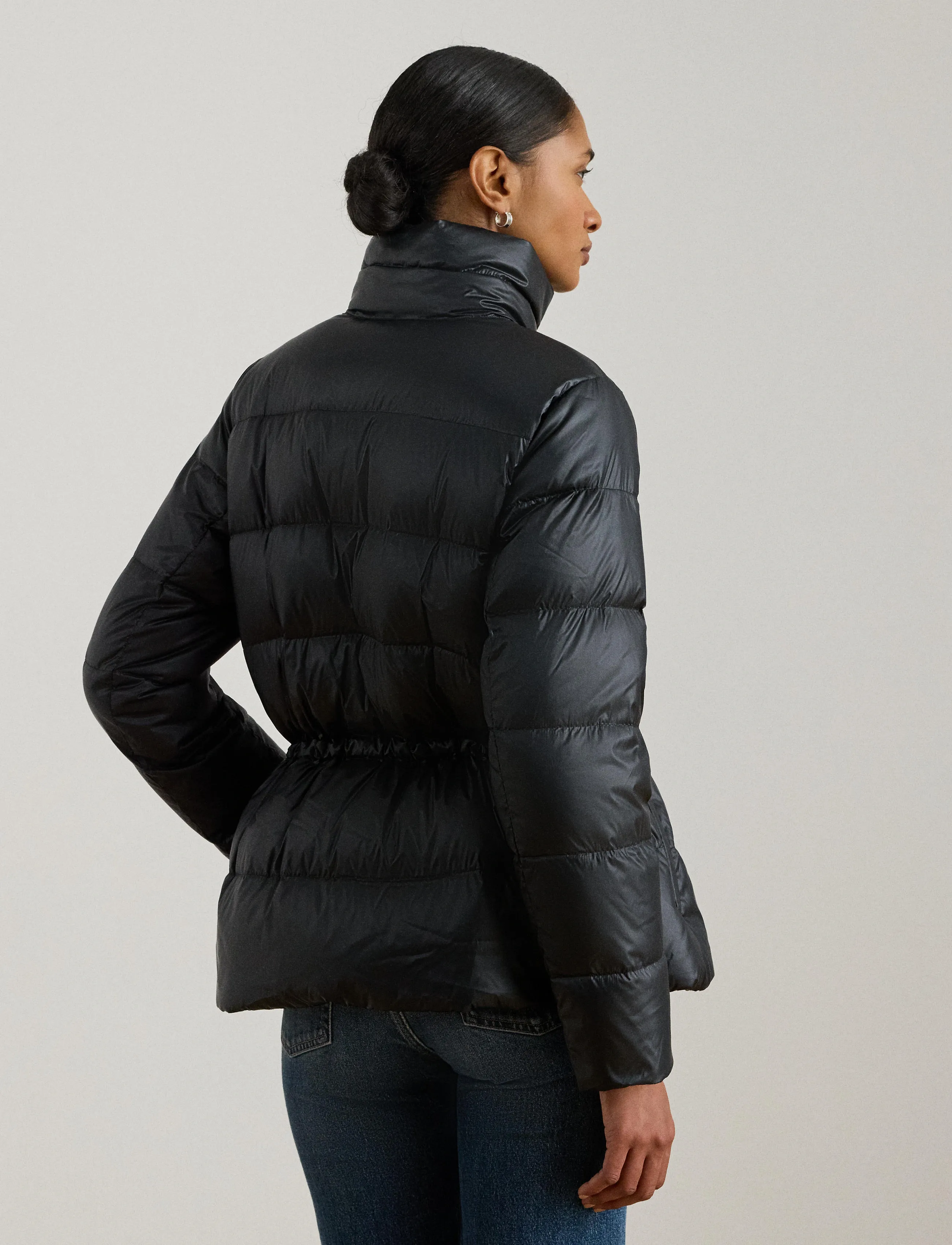 Lauren Ralph Lauren - Metallic Quilted Funnelneck Down Coat - vinterjakker - black - 2