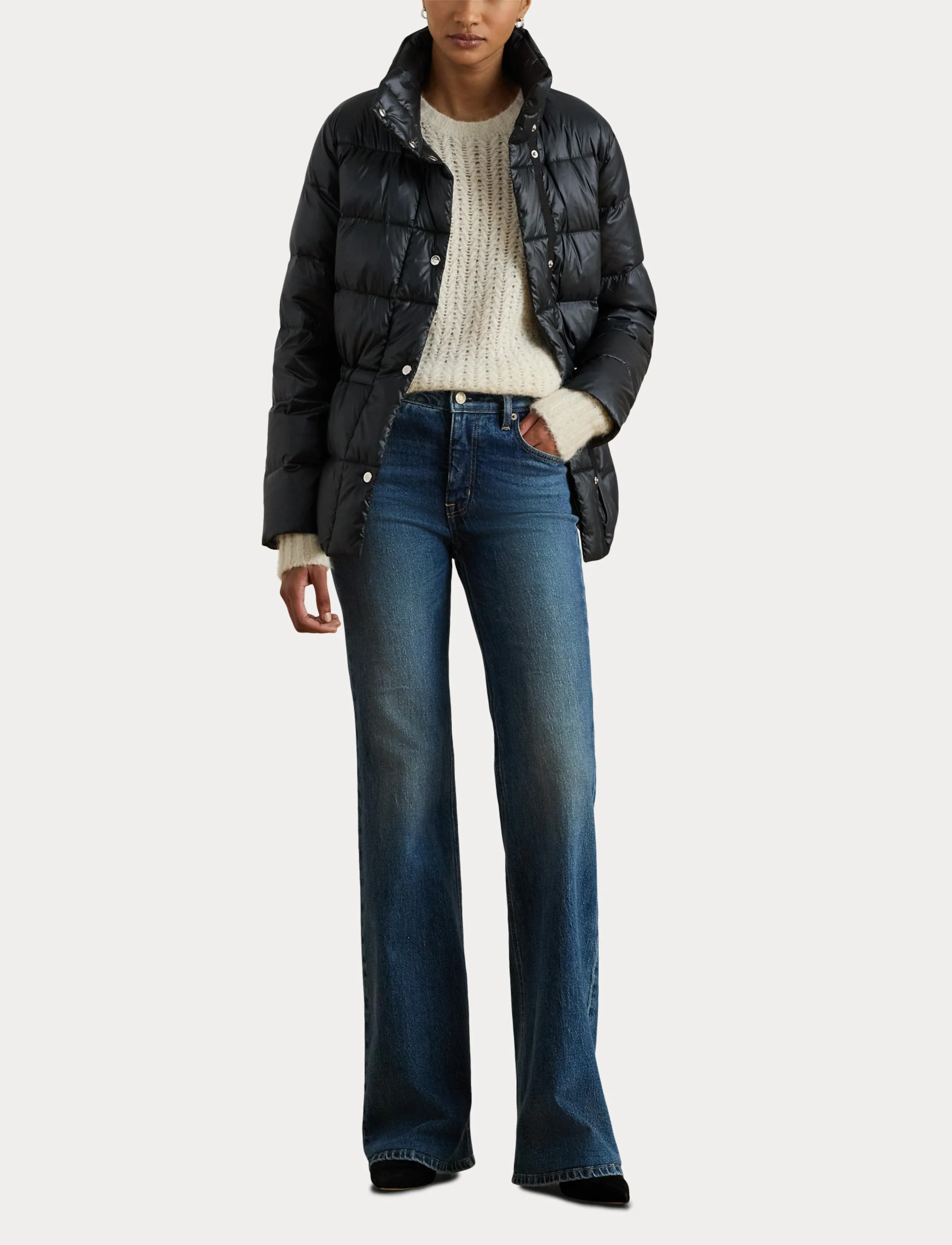 Lauren Ralph Lauren - Metallic Quilted Funnelneck Down Coat - vinterjakker - black - 4