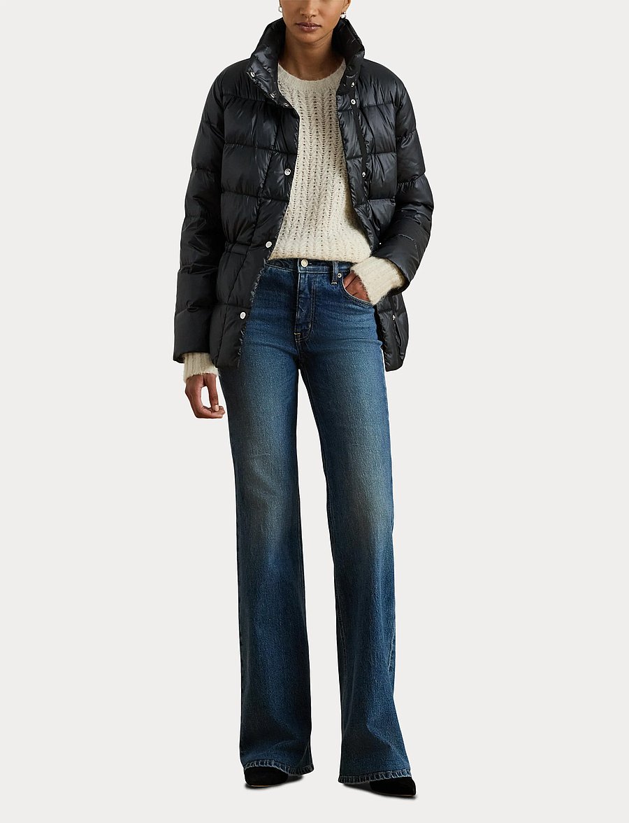 Lauren Ralph Lauren - Metallic Quilted Funnelneck Down Coat - talvejoped - black - 4
