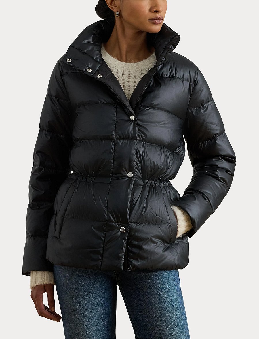 Lauren Ralph Lauren - Metallic Quilted Funnelneck Down Coat - talvejoped - black - 5