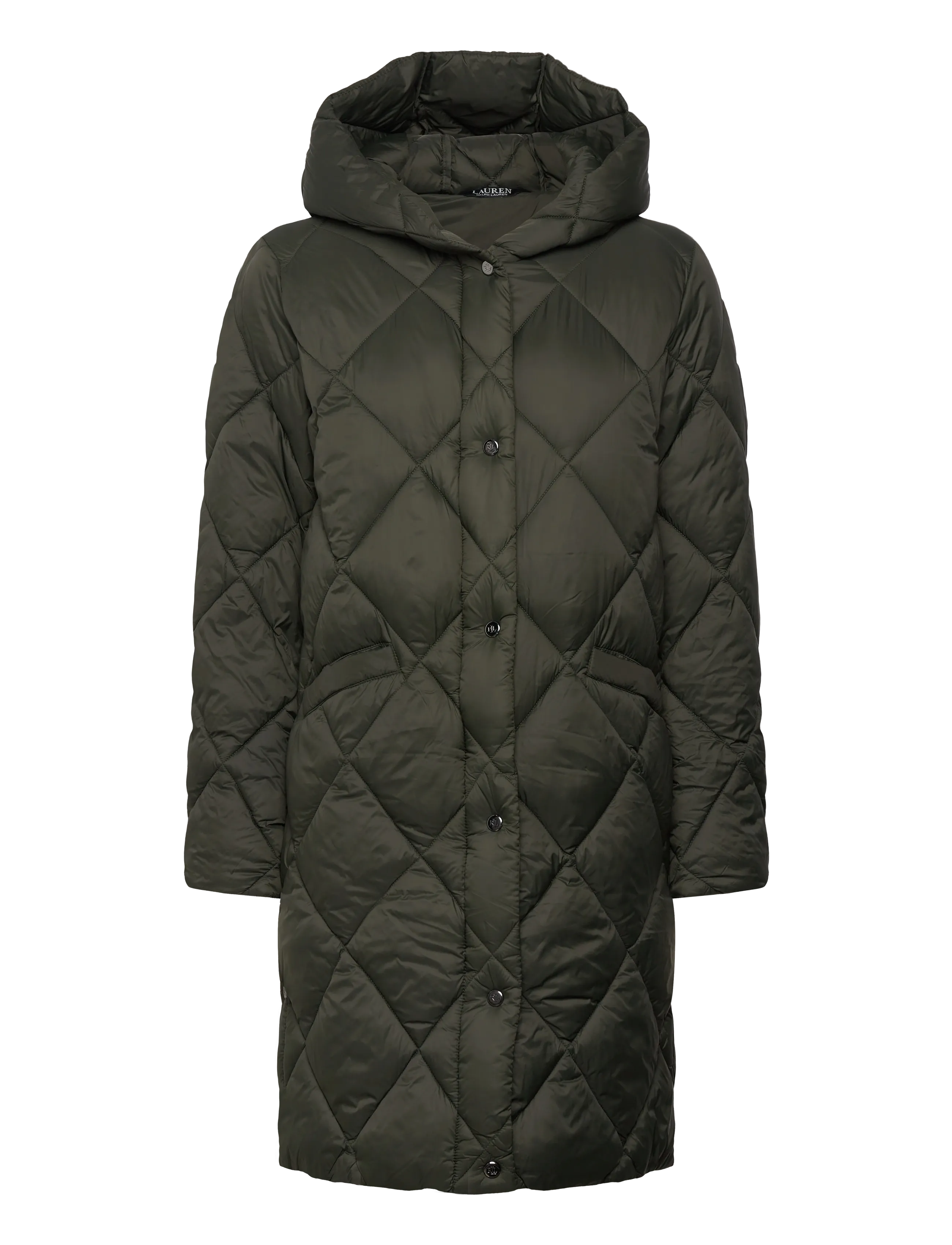 Lauren Ralph Lauren Hooded Diamond-Quilted Down Coat - Dunkåper - LITCHFIELD LODEN / khaki/green
