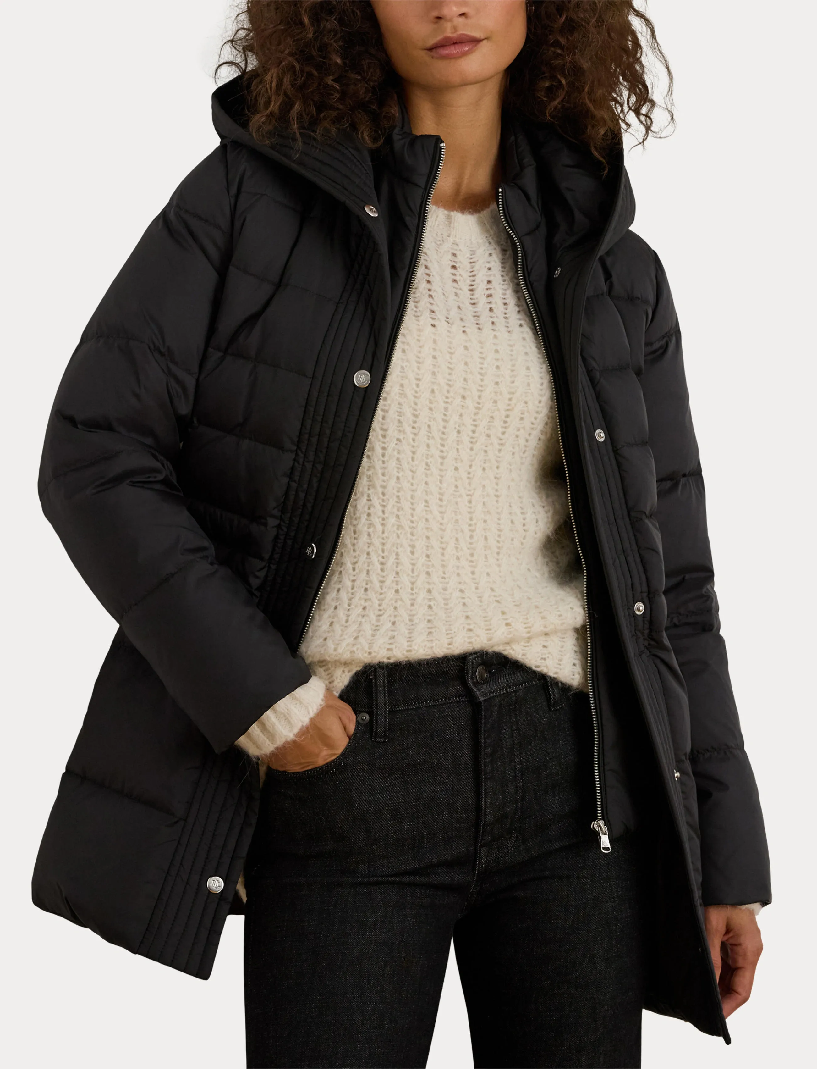 Lauren Ralph Lauren - Hooded Quilted Vestee Down Coat - vestes d'hiver - black - 5