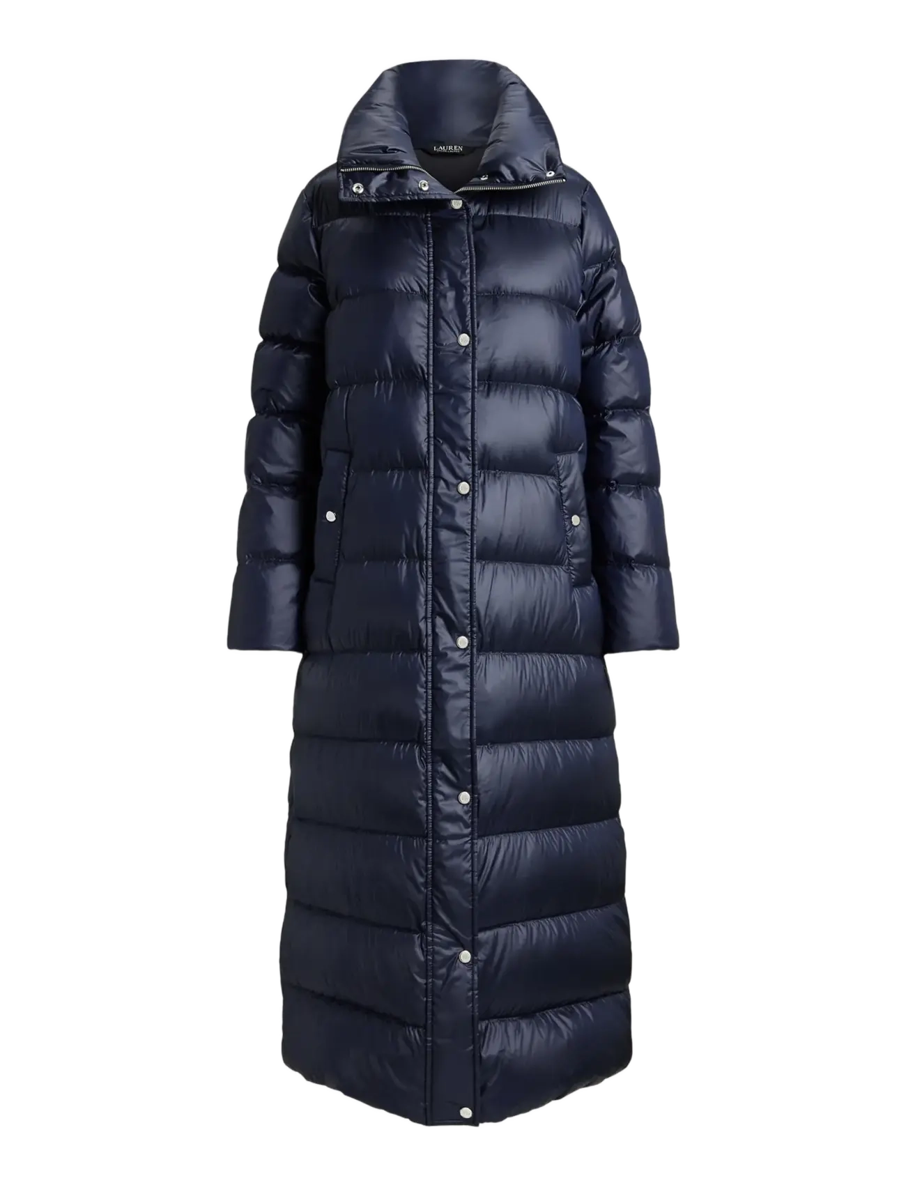 Lauren Ralph Lauren Metallic Funnelneck Down Maxicoat - Overtøj - DK NAVY / navy