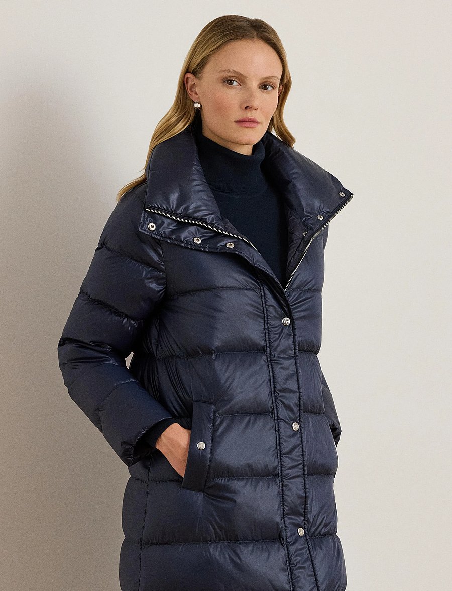 Lauren Ralph Lauren - Metallic Funnelneck Down Maxicoat - winterjassen - dk navy - 0
