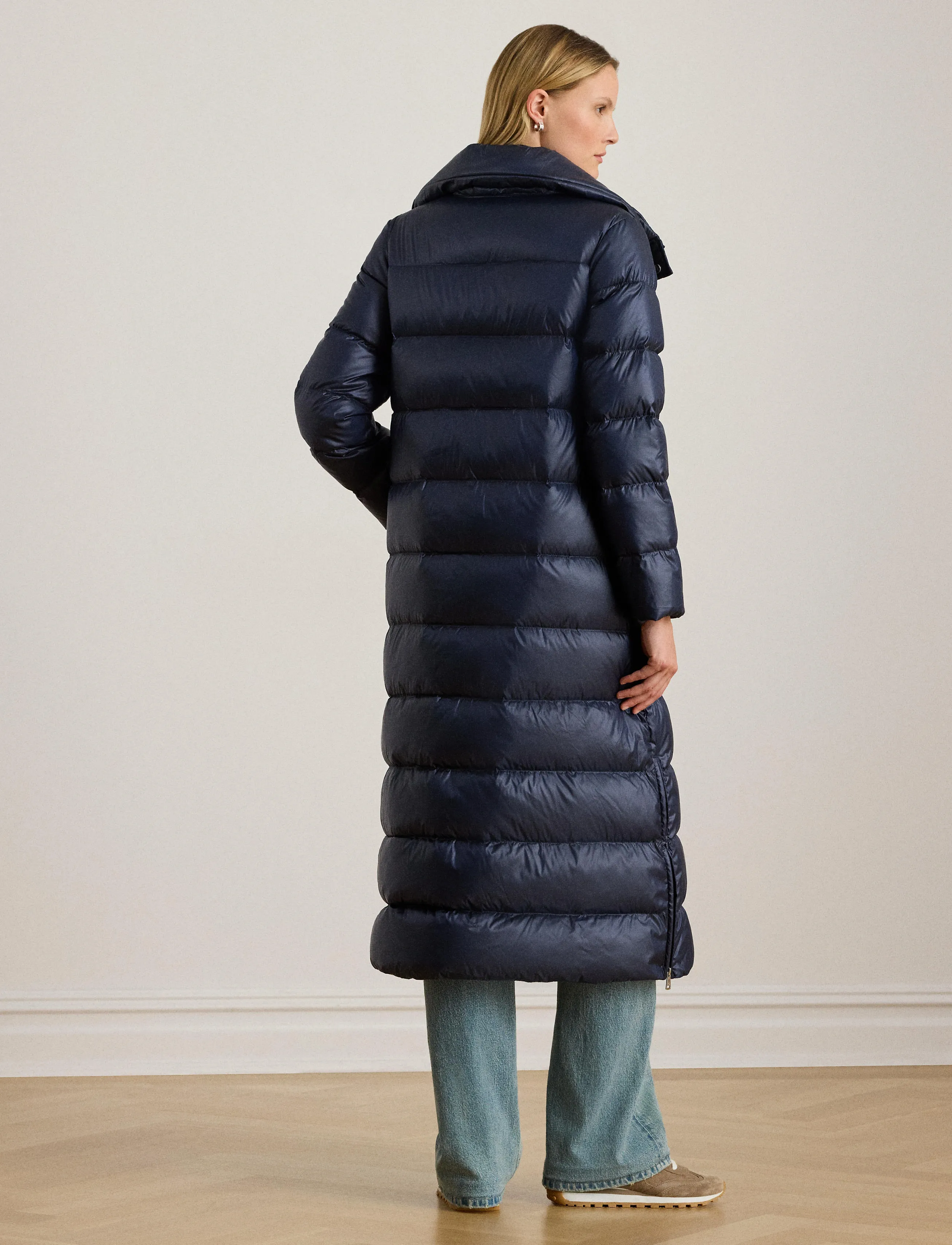 Lauren Ralph Lauren - Metallic Funnelneck Down Maxicoat - vinterjakker - dk navy - 2
