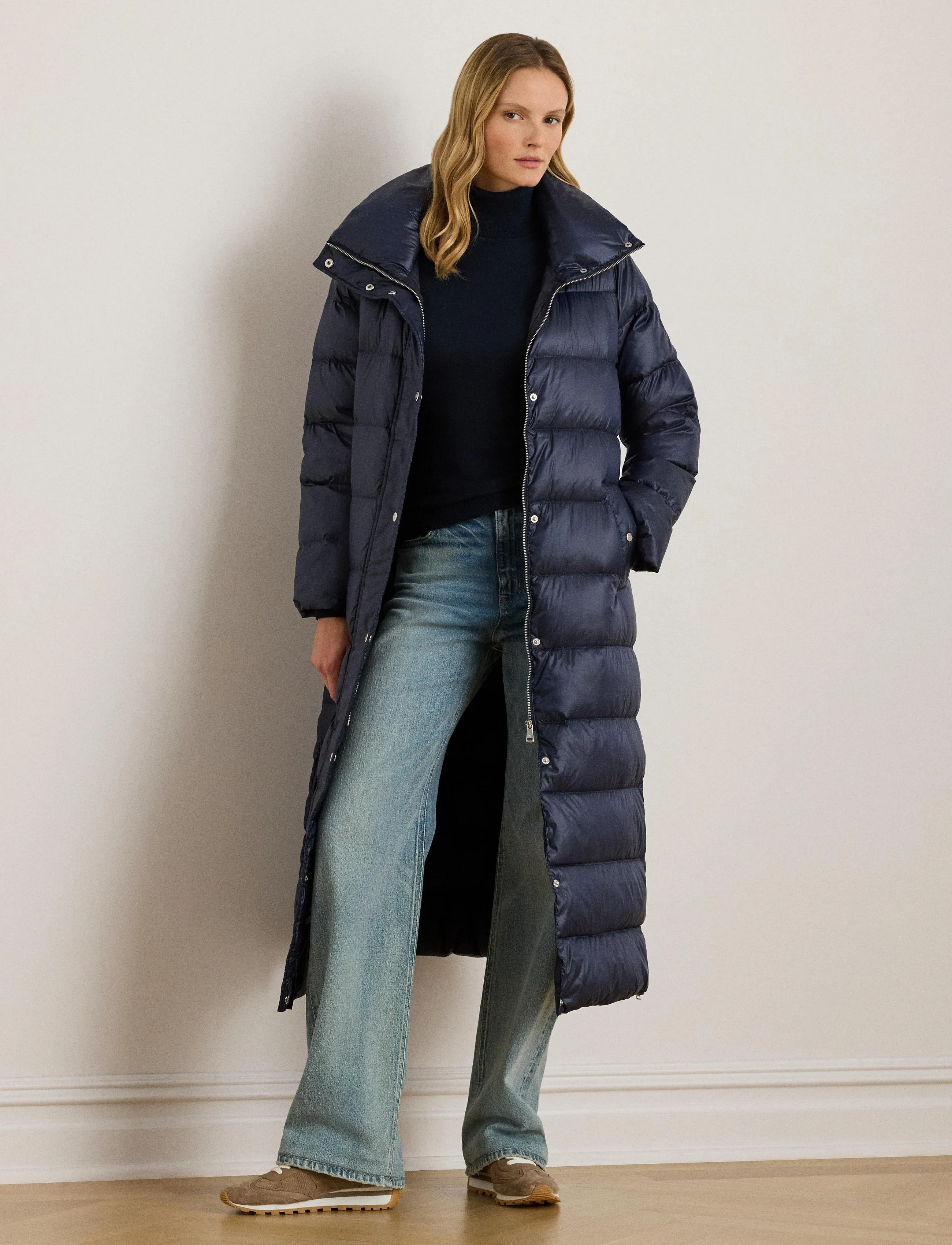 Lauren Ralph Lauren - Metallic Funnelneck Down Maxicoat - vinterjakker - dk navy - 3