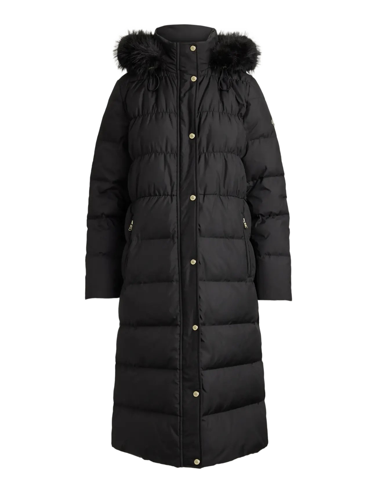 Lauren Ralph Lauren Faux-Fur-Trim Hooded Down Coat - Overtøj - BLACK / black