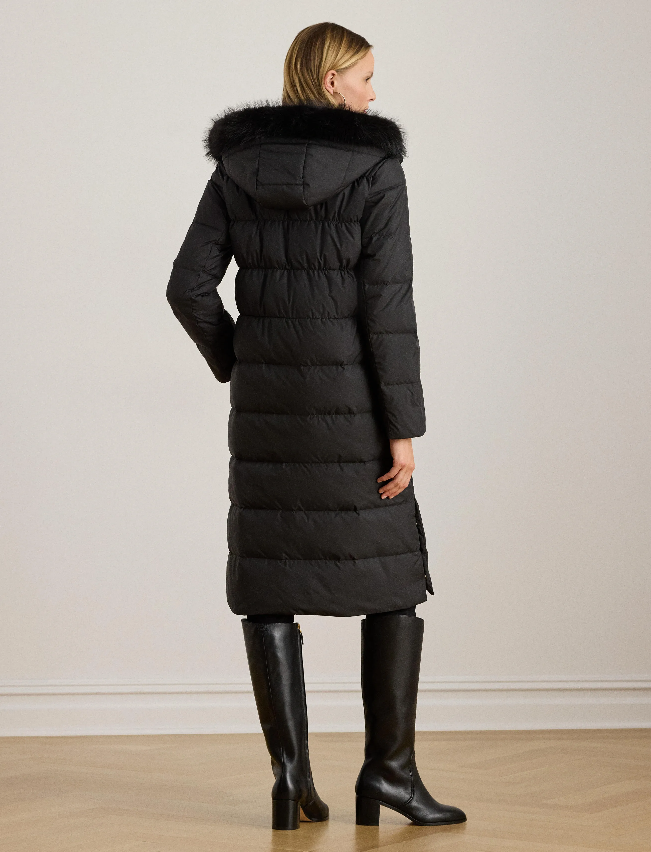 Lauren Ralph Lauren - Faux-Fur-Trim Hooded Down Coat - vinterjakker - black - 2