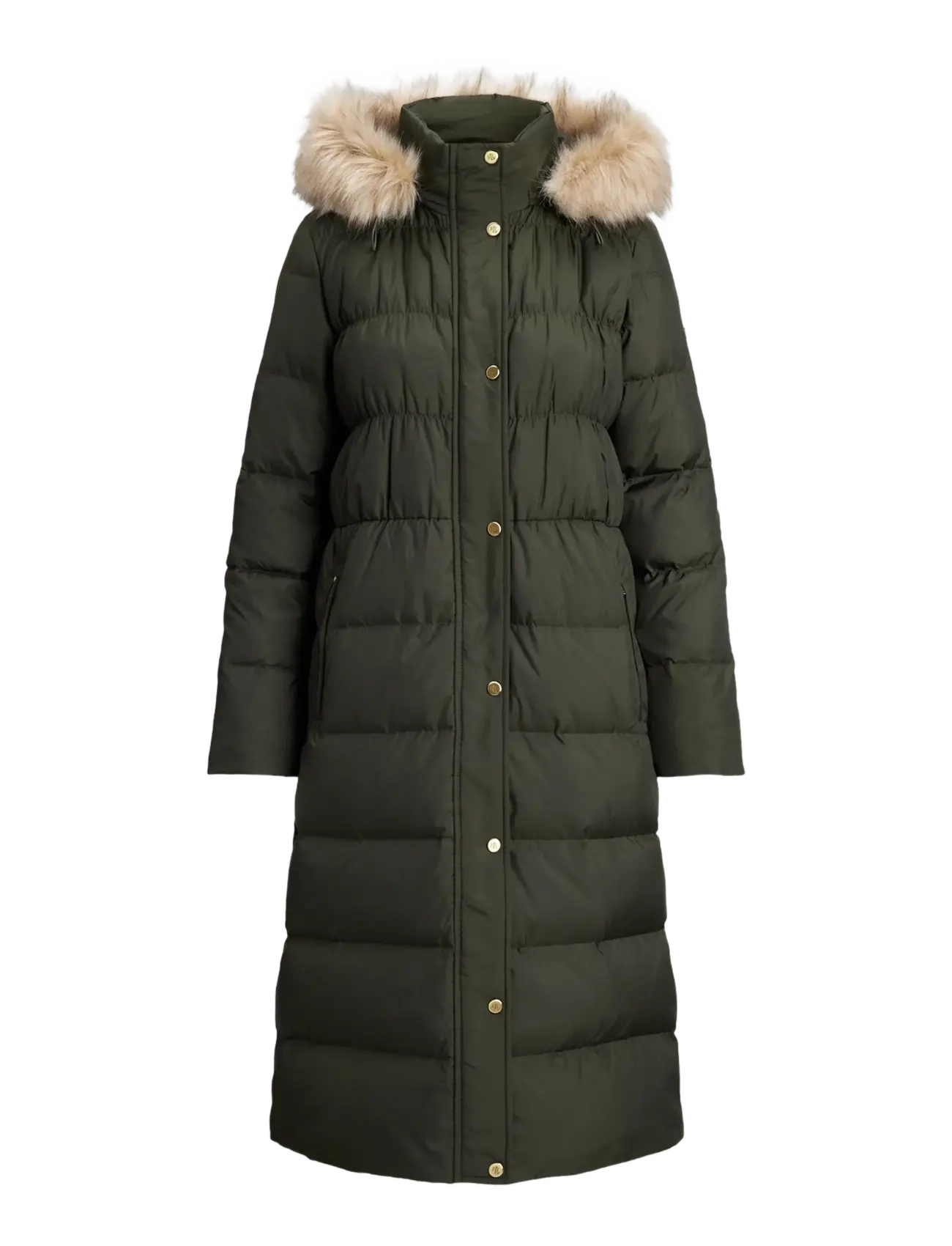 Lauren Ralph Lauren Faux-Fur-Trim Hooded Down Coat - Üleriided - LITCHFIELD LODEN / khaki/green