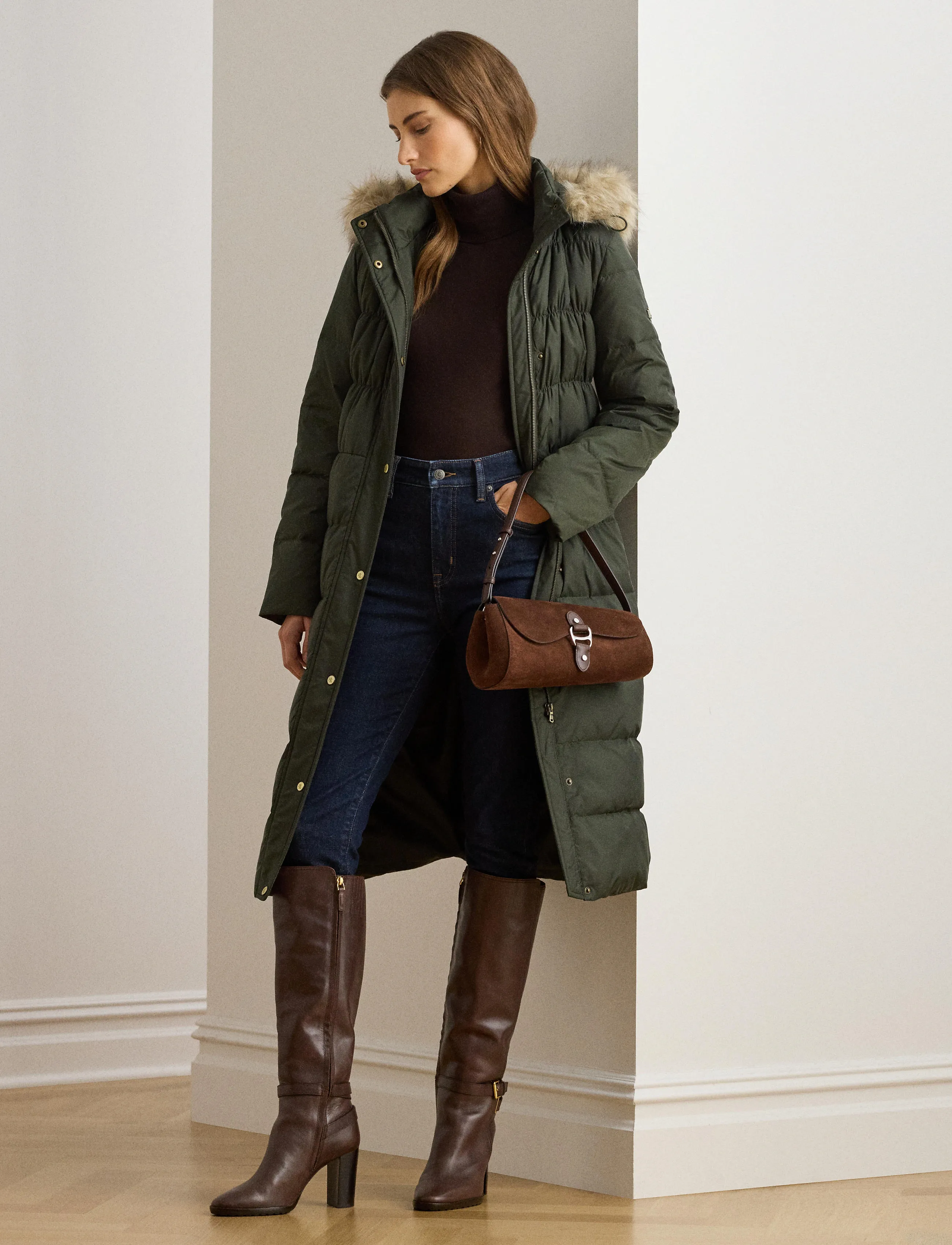 Lauren Ralph Lauren - Faux-Fur-Trim Hooded Down Coat - vinterjakker - litchfield loden - 3