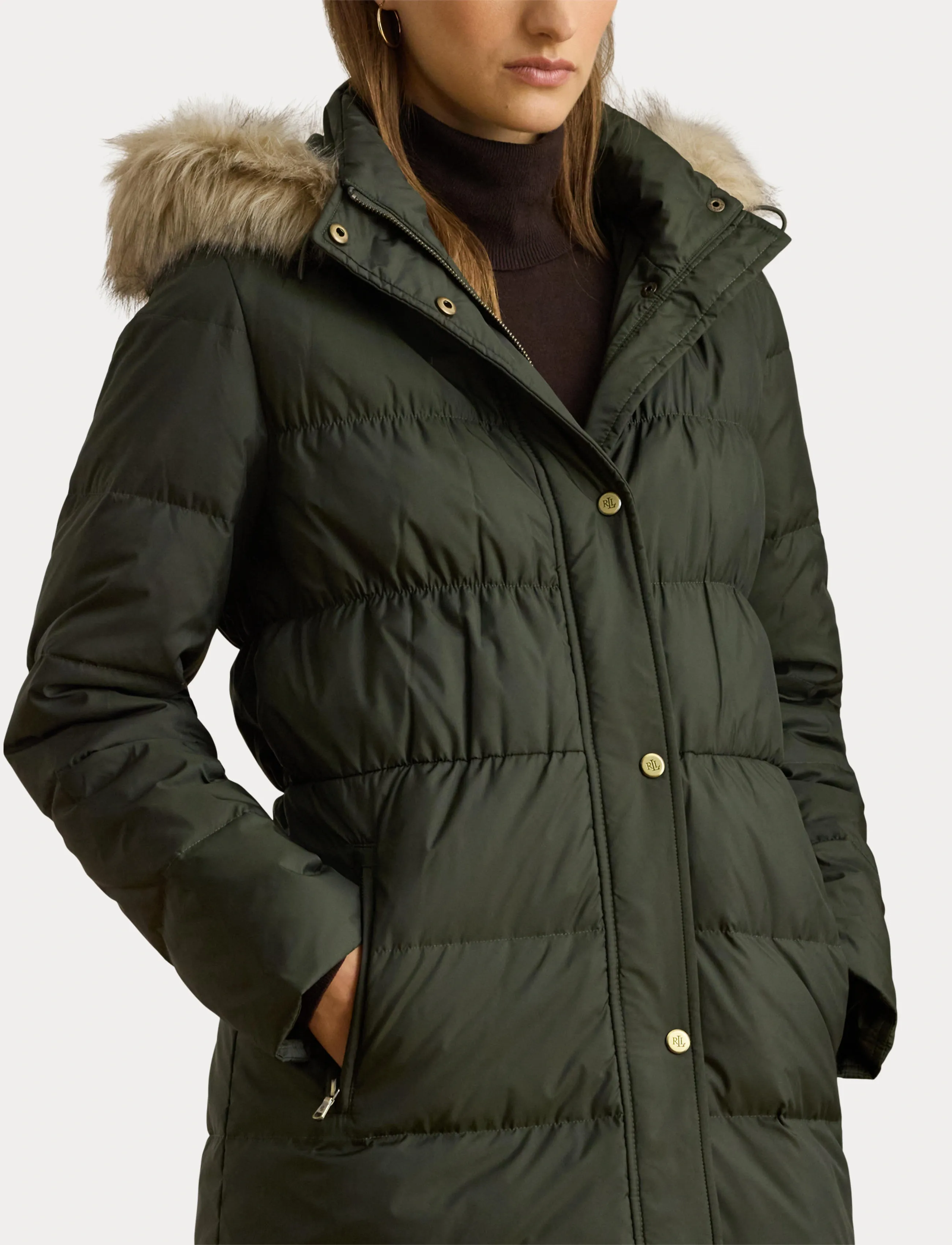 Lauren Ralph Lauren - Faux-Fur-Trim Hooded Down Coat - vinterjakker - litchfield loden - 5