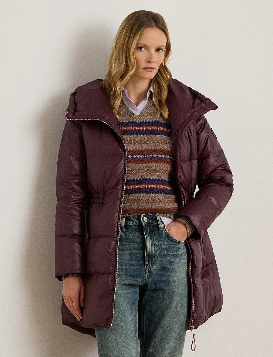 Lauren Ralph Lauren - Hooded Channel-Quilted Down Coat - vinterjackor - dark garnet - 0