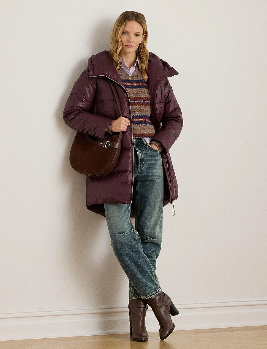 Lauren Ralph Lauren - Hooded Channel-Quilted Down Coat - vinterjackor - dark garnet - 4