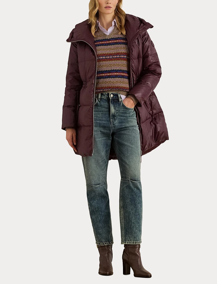 Lauren Ralph Lauren - Hooded Channel-Quilted Down Coat - vinterjackor - dark garnet - 5