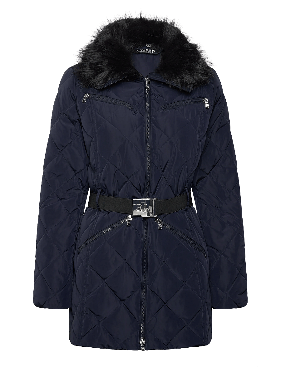 Lauren Ralph Lauren - Faux-Fur-Trim Diamond-Quilted Down Coat - dk navy - 1