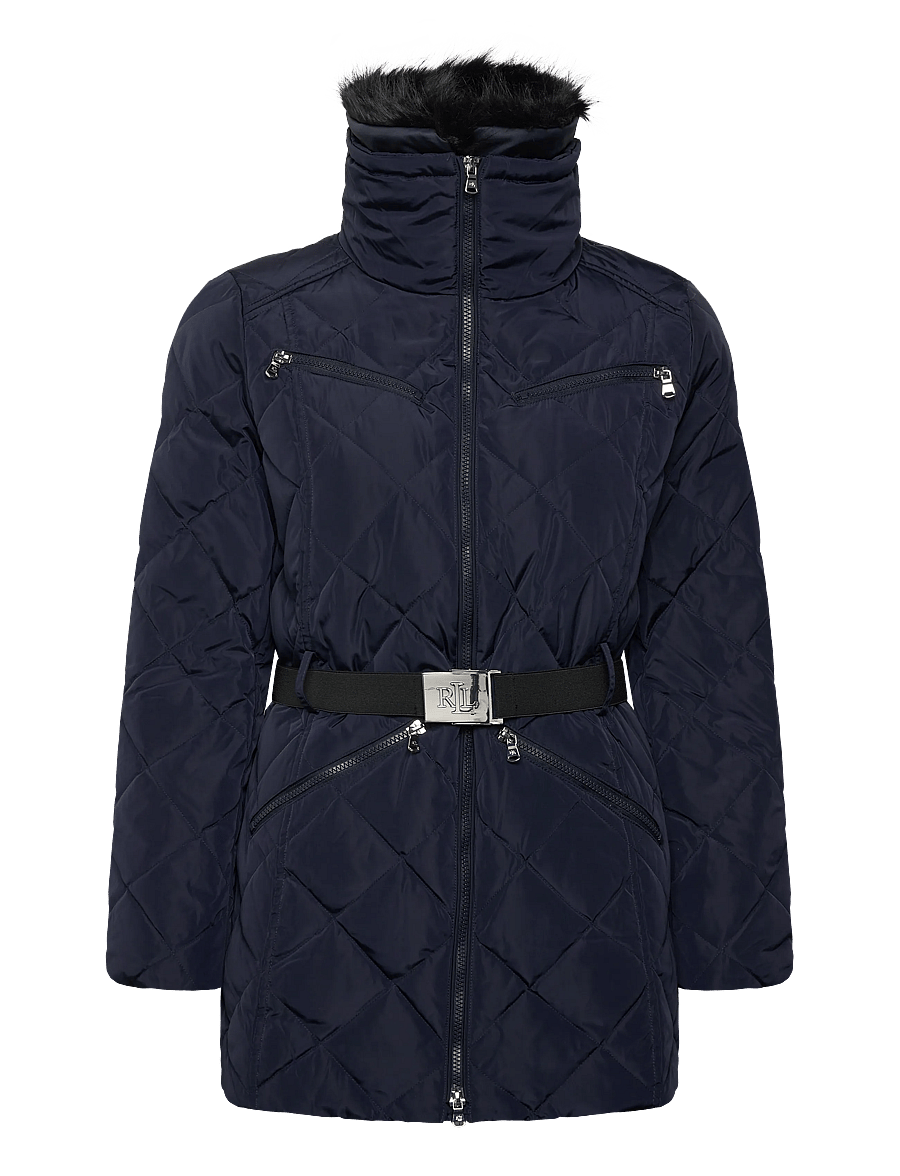 Lauren Ralph Lauren - Faux-Fur-Trim Diamond-Quilted Down Coat - dk navy - 2