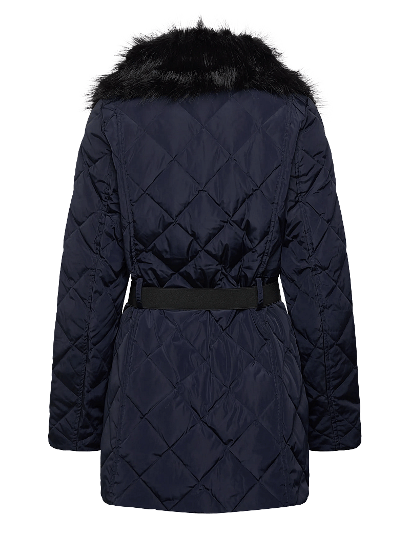Lauren Ralph Lauren - Faux-Fur-Trim Diamond-Quilted Down Coat - vinterjakker - dk navy - 3