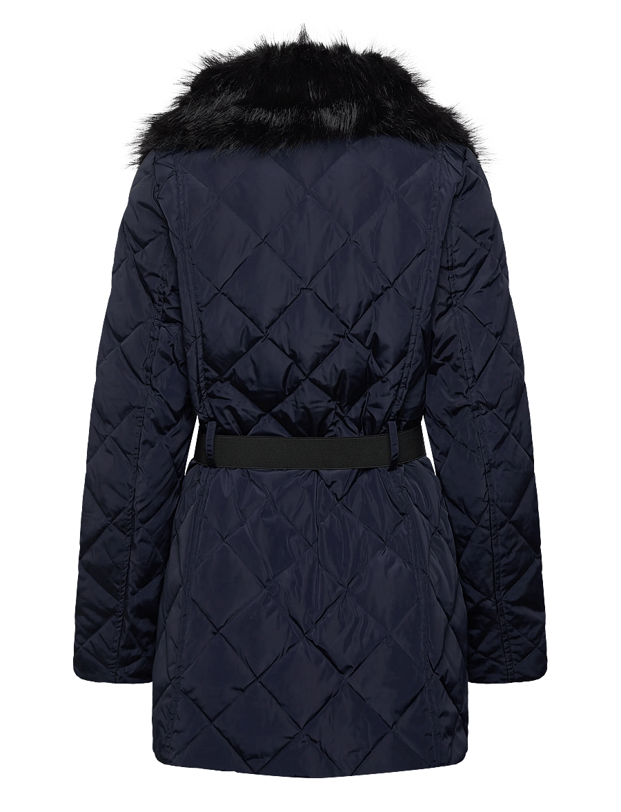 Lauren Ralph Lauren - Faux-Fur-Trim Diamond-Quilted Down Coat - dk navy - 3