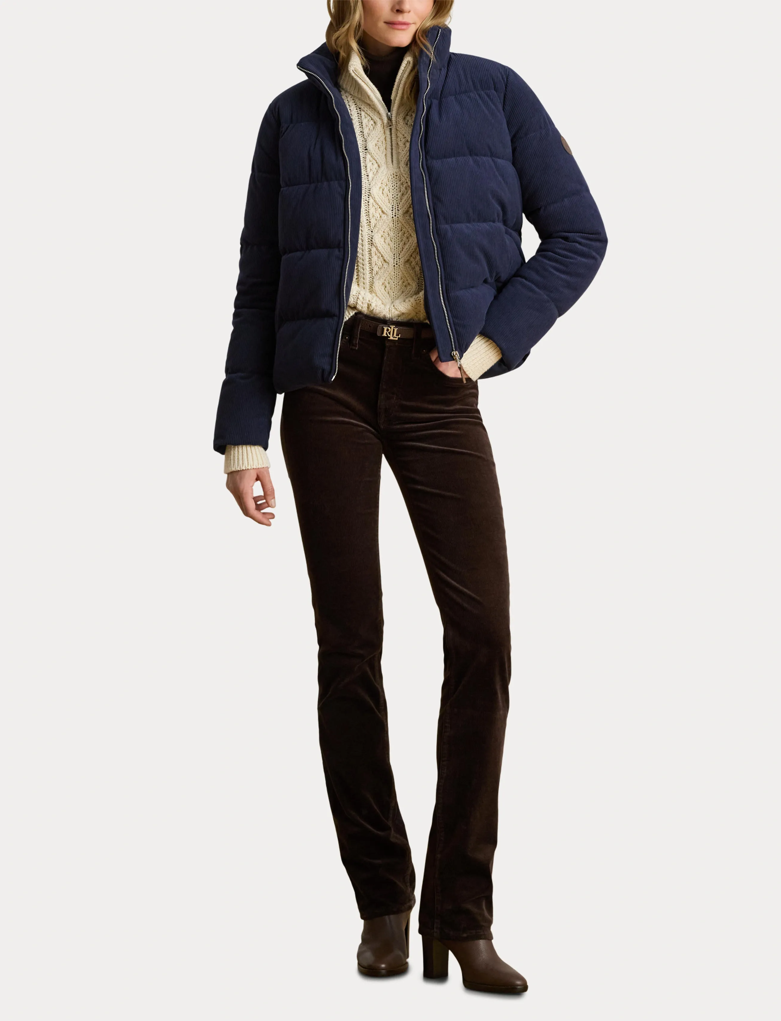 Lauren Ralph Lauren - Corduroy Quilted Puffer Jacket - vestes d'hiver - dk navy - 4