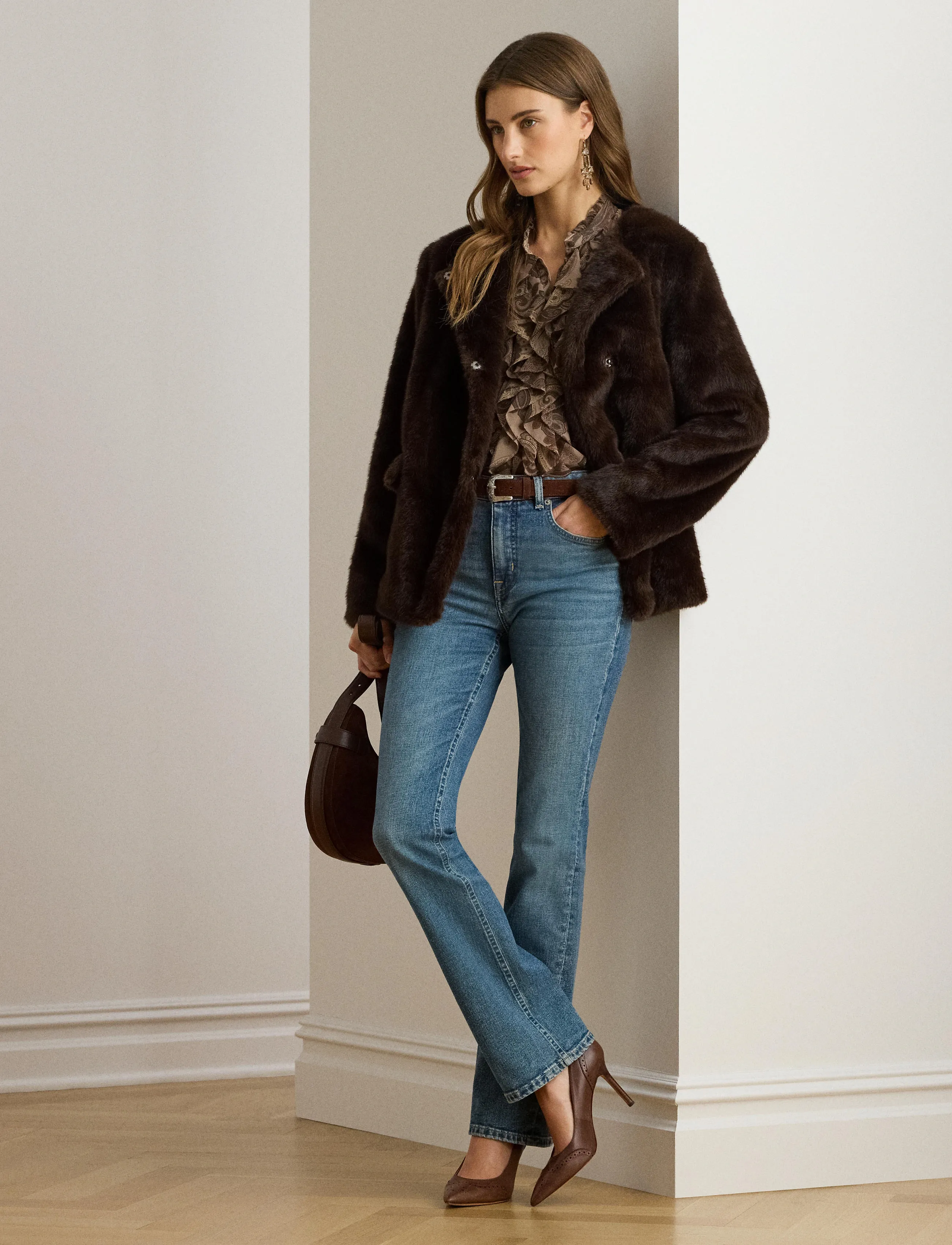 Lauren Ralph Faux-Fur Coat, L, Oberbekleidung, Braun - Faux Fur, Frauen