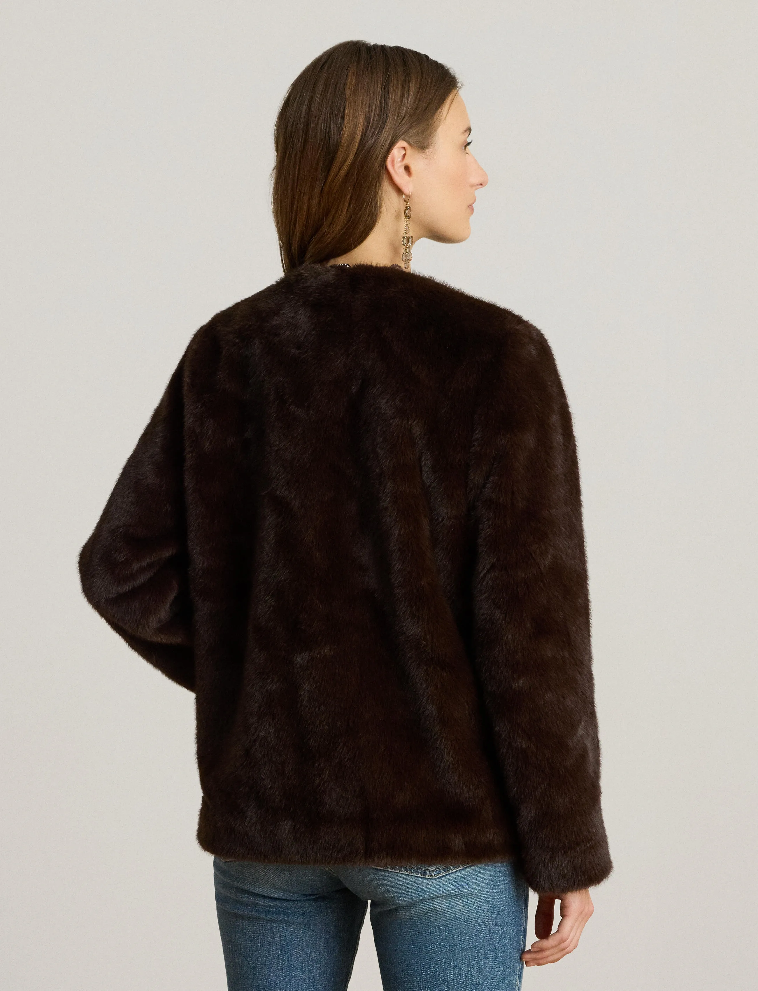 Lauren Ralph Lauren - FAUX MINK-FAUX MINK COLLARLESS - fausse fourrure - circuit brown - 2