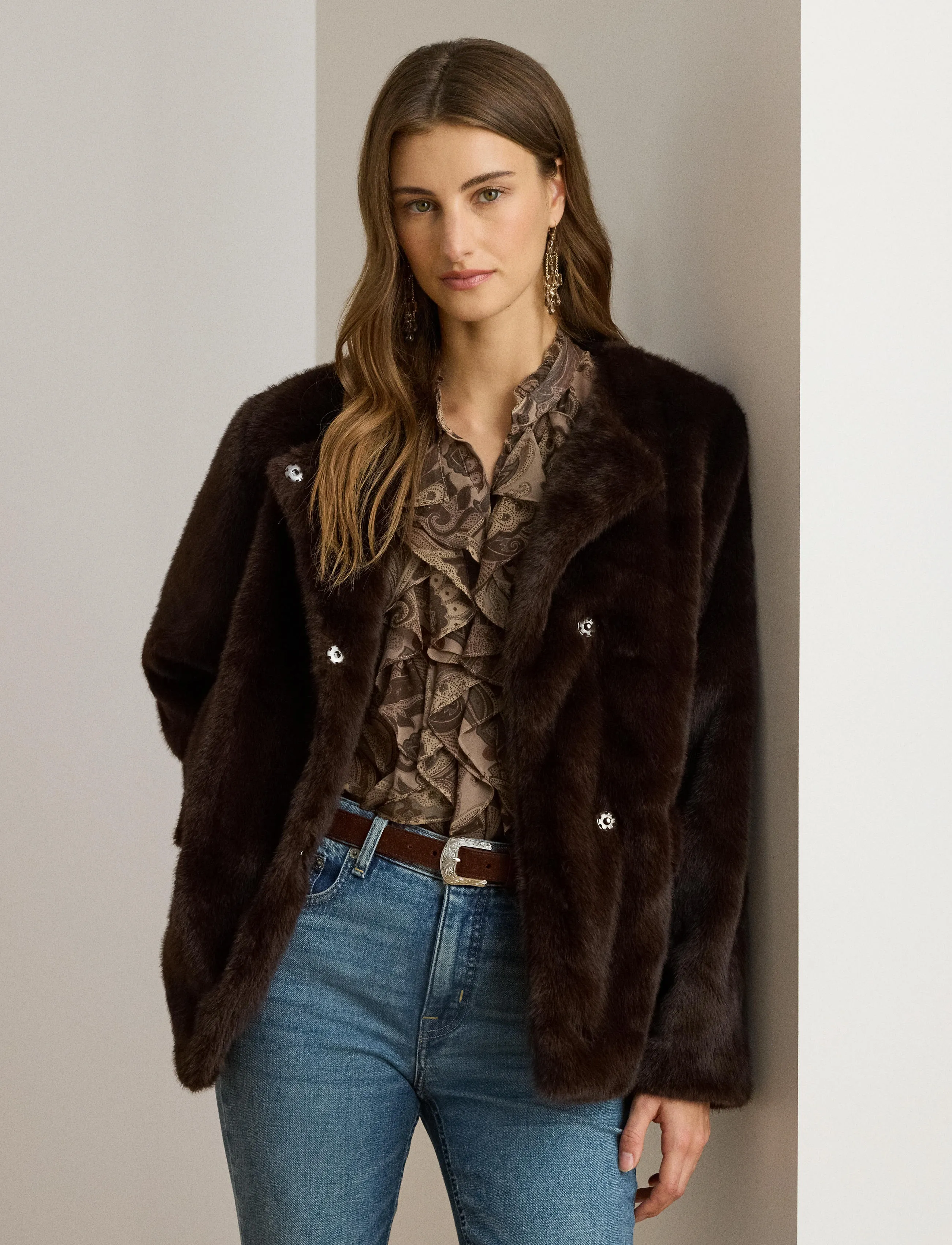 Lauren Ralph Lauren - FAUX MINK-FAUX MINK COLLARLESS - fausse fourrure - circuit brown - 3