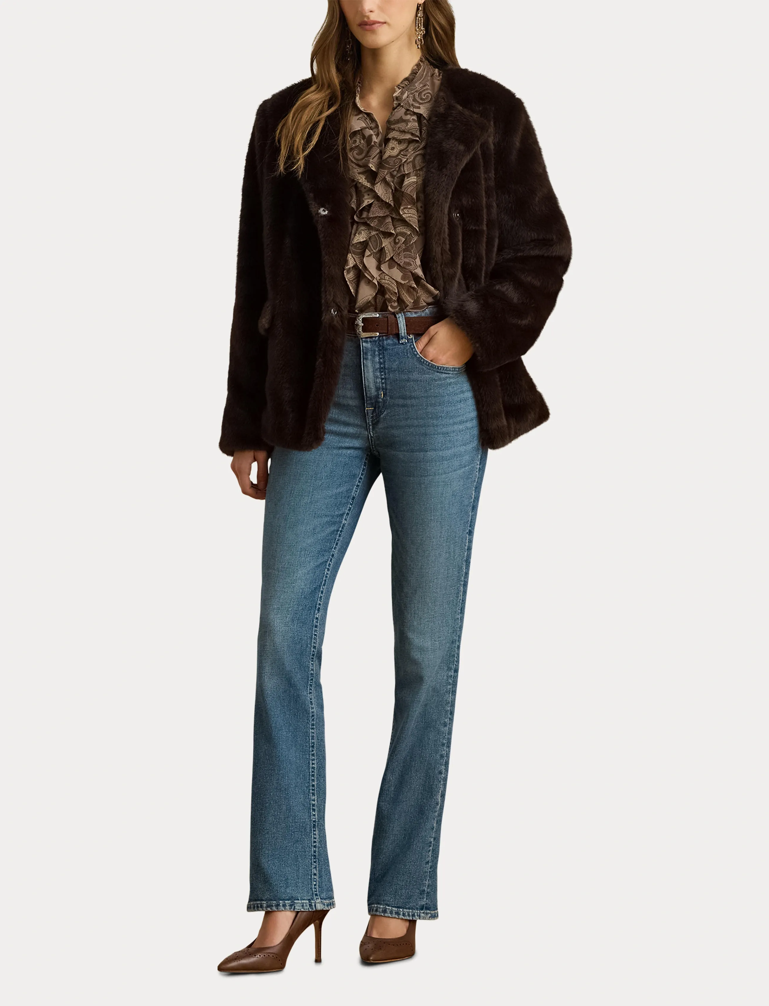 Lauren Ralph Lauren - FAUX MINK-FAUX MINK COLLARLESS - fausse fourrure - circuit brown - 4
