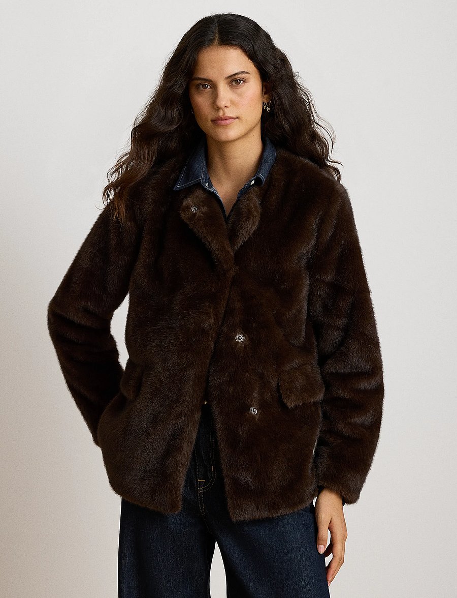 Lauren Ralph Lauren - Faux-Fur Coat - fuskpäls - circuit brown - 5