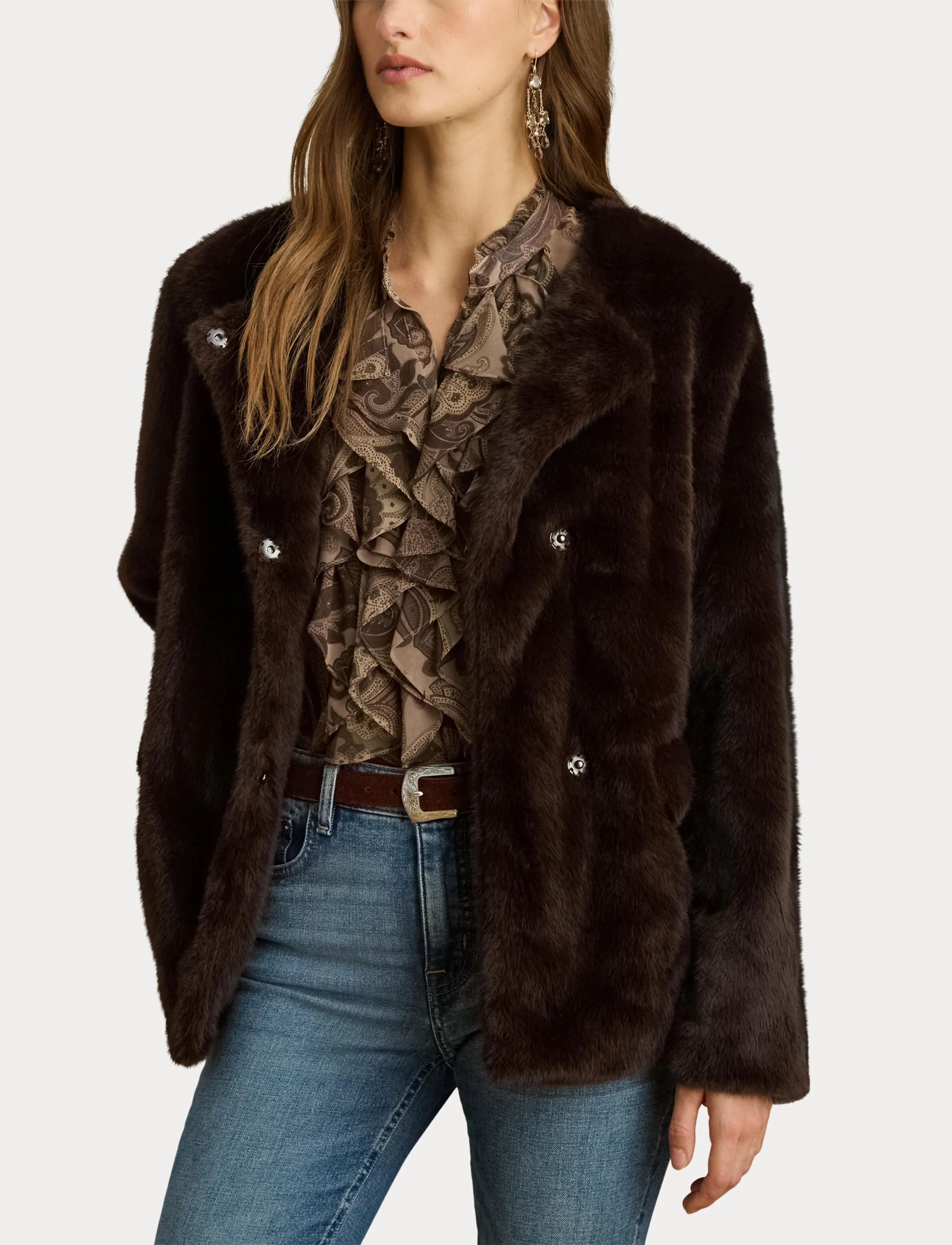 Lauren Ralph Lauren - FAUX MINK-FAUX MINK COLLARLESS - fausse fourrure - circuit brown - 5