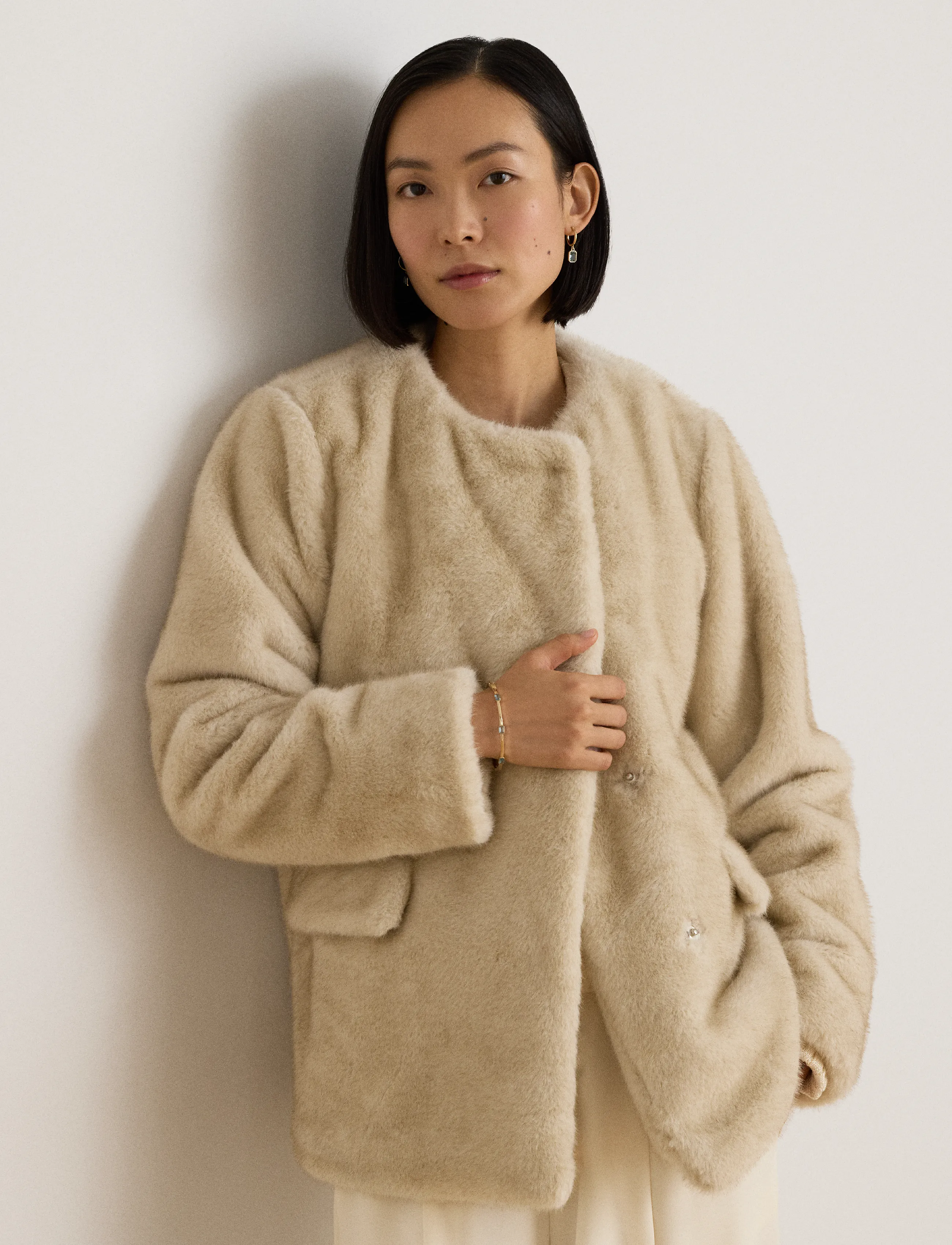Lauren Ralph Lauren Faux-Fur Coat - Tøj - CREAM / cream