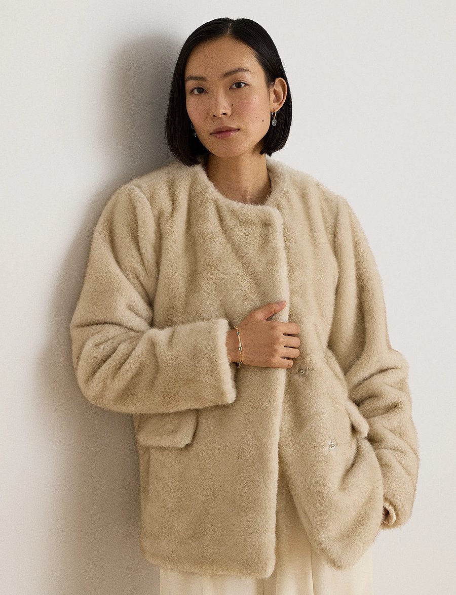 Lauren Ralph Lauren - Jacka i konstpäls - fuskpäls - cream - 1