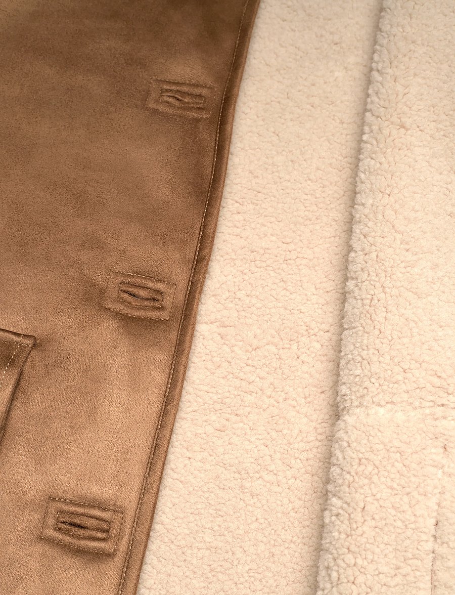 Lauren Ralph Lauren - Faux-Shearling-Suede Jacket - fausse fourrure - camel - 4