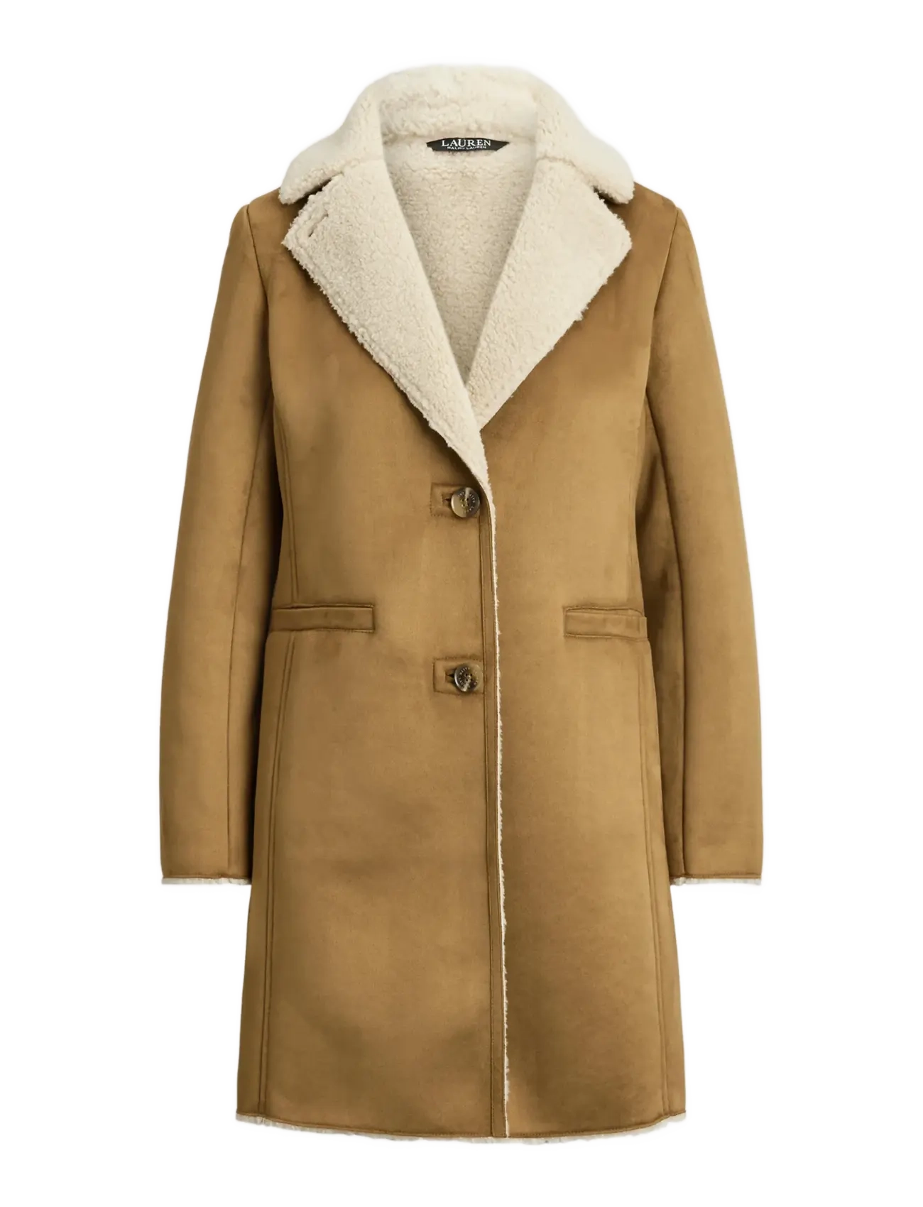 Lauren Ralph Lauren Faux-Shearling-Suede Coat - Ralph Lauren - CAMEL / beige
