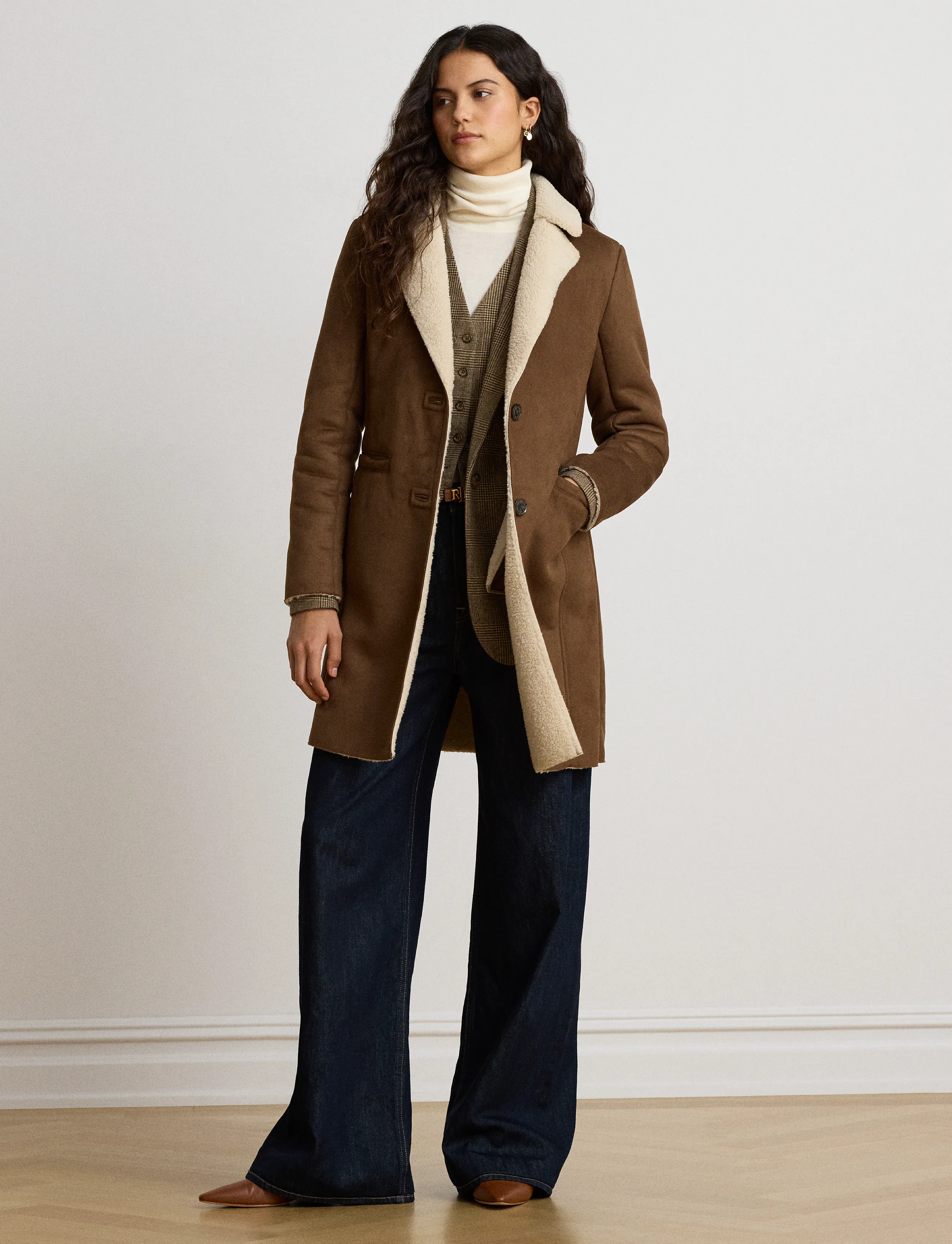 Lauren Ralph Lauren Faux-Shearling-Suede Coat - Jackor & Kappor - TOBACCO / brown