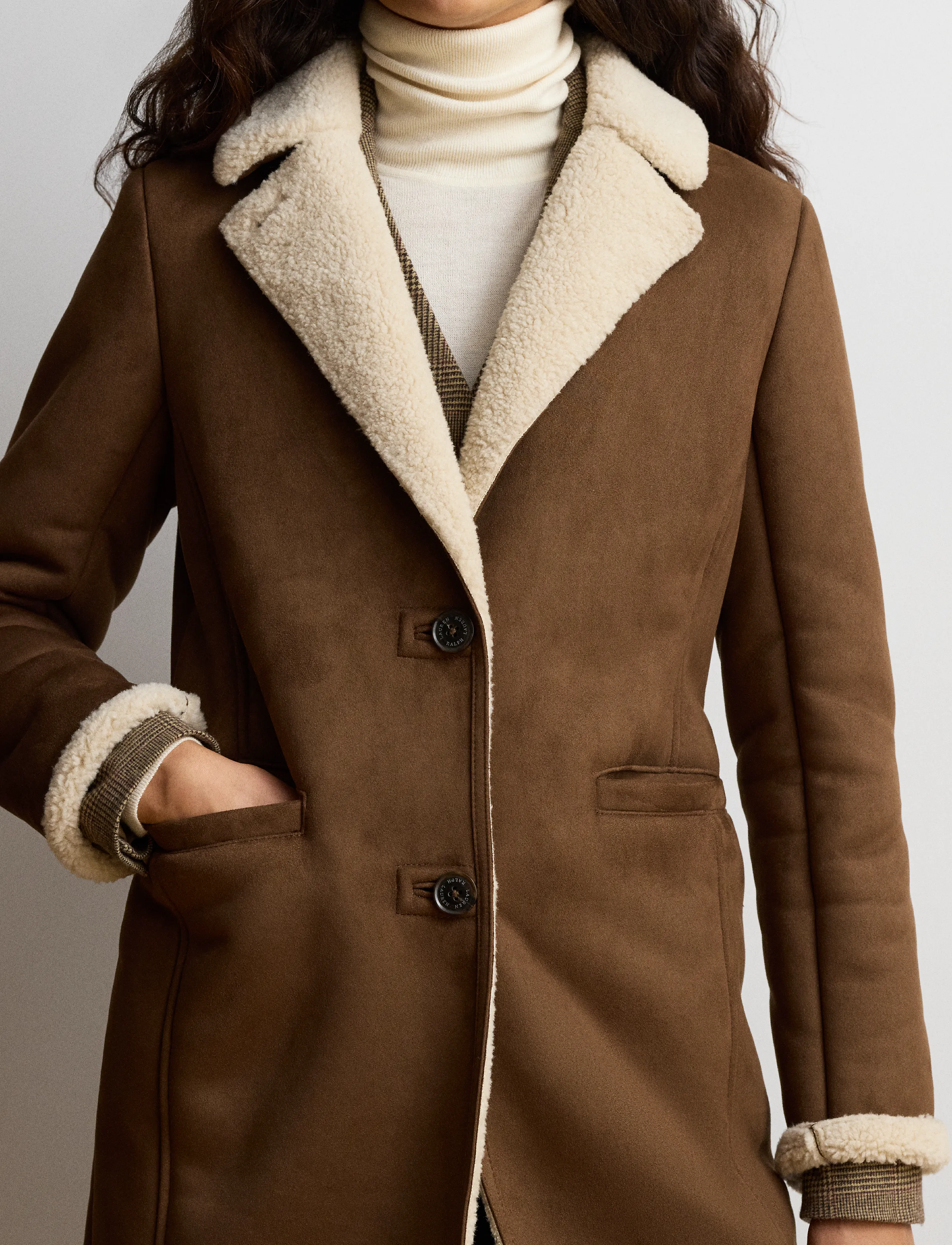 Lauren Ralph Lauren - Faux-Shearling-Suede Coat - tobacco - 3
