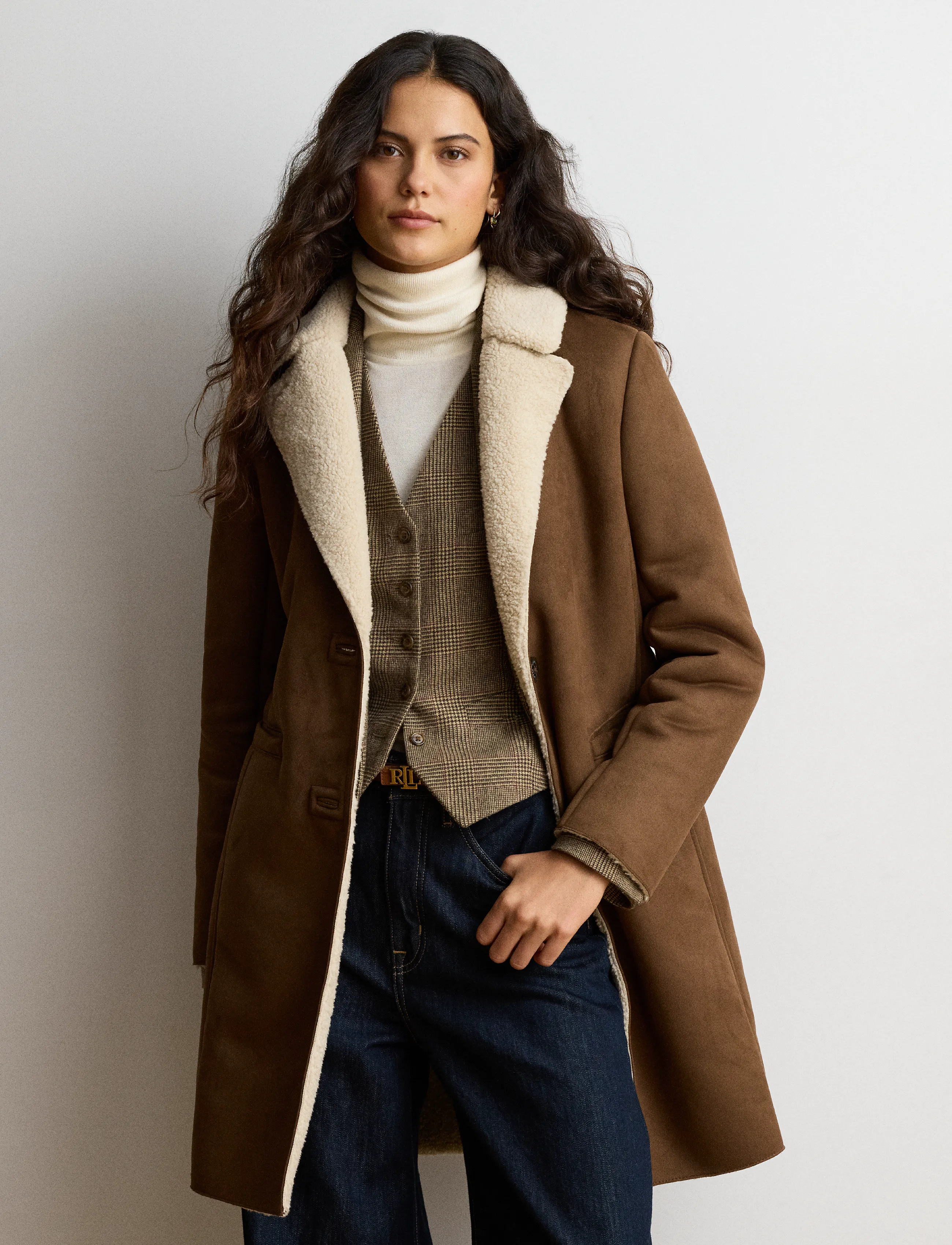 Lauren Ralph Lauren - Faux-Shearling-Suede Coat - tobacco - 4