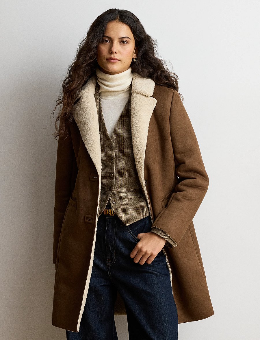 Lauren Ralph Lauren - Faux-Shearling-Suede Coat - coats - tobacco - 4