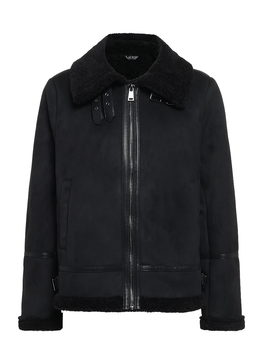 Lauren Ralph Lauren - Buckle-Trim Faux-Suede Jacket - bomberjacken - black - 2